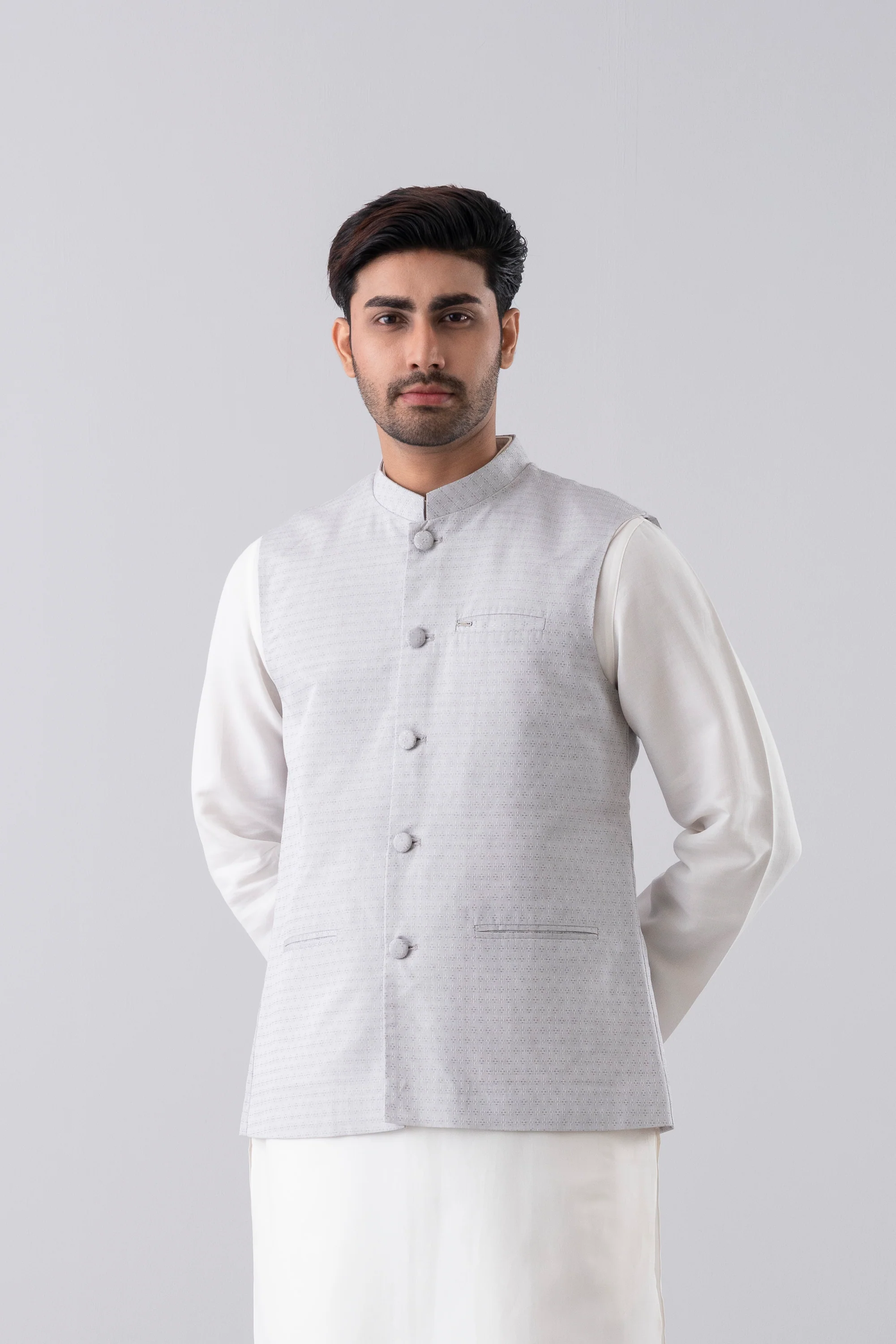 Regular Fit Cotton Semi-Formal Waistcoat - Image 8