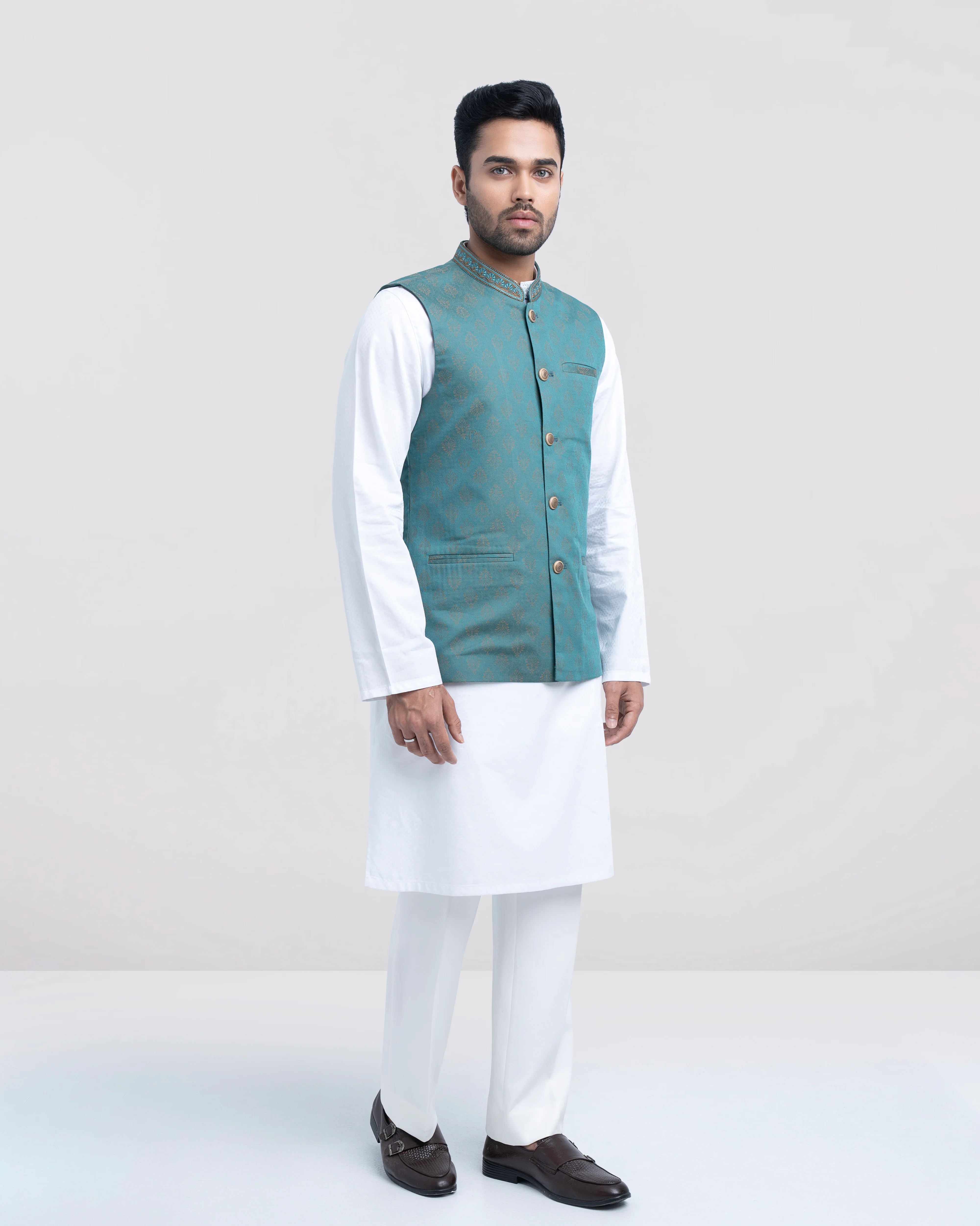 Regular Fit Embroidered Semi-Formal Waistcoat - Image 2