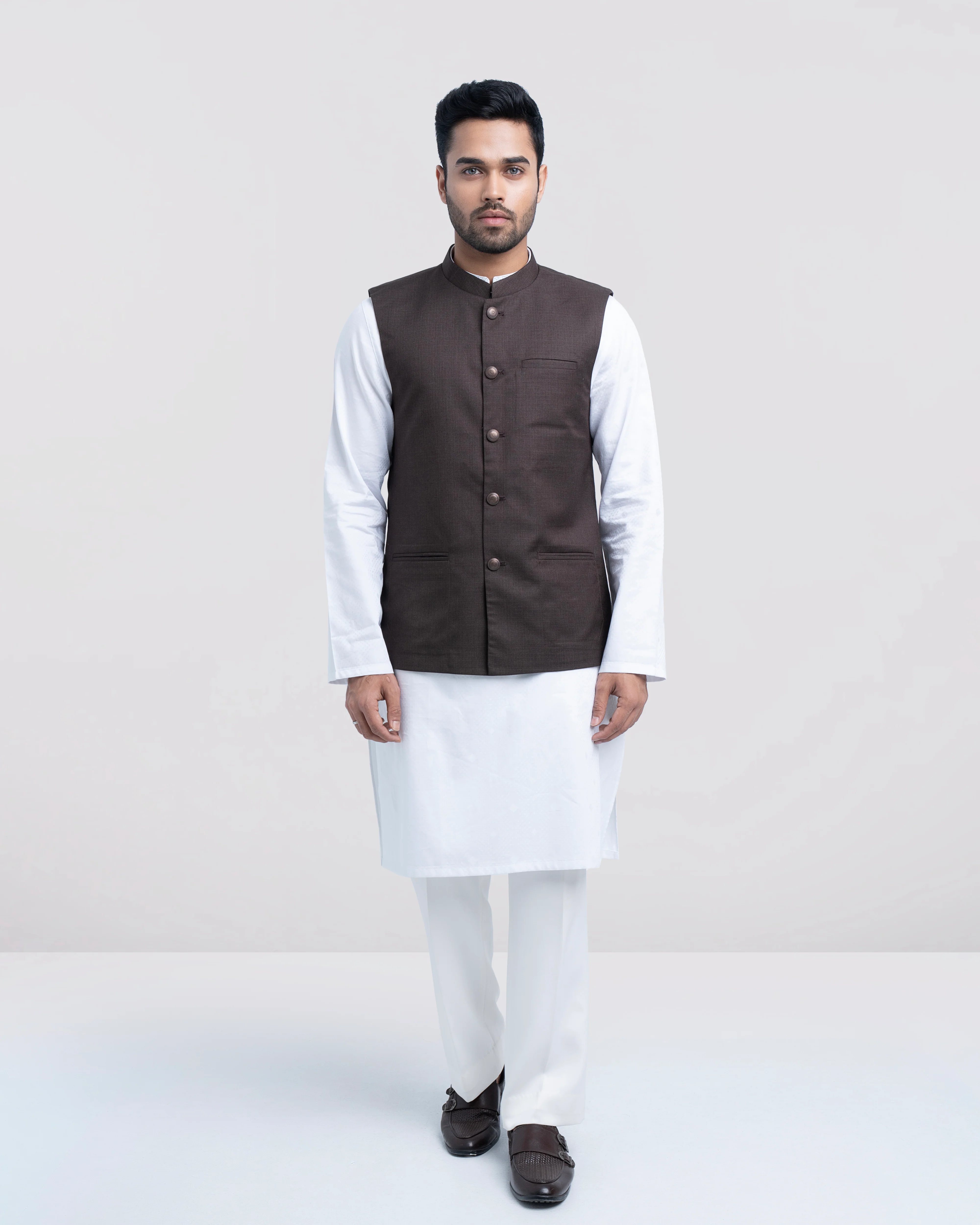 Regular Fit Blended Fabric Formal Waistcoat - Image 3