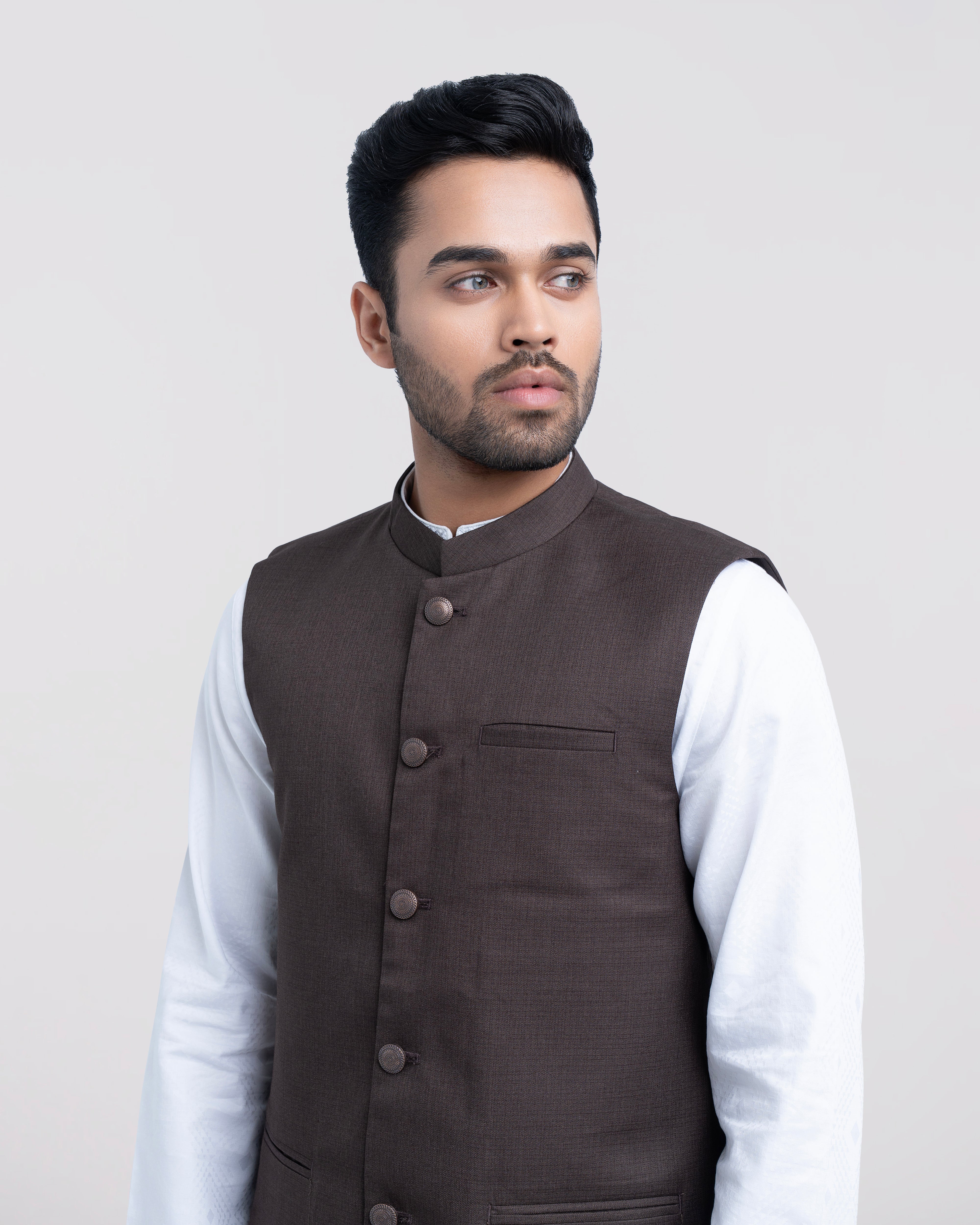 Regular Fit Blended Fabric Formal Waistcoat - Image 5