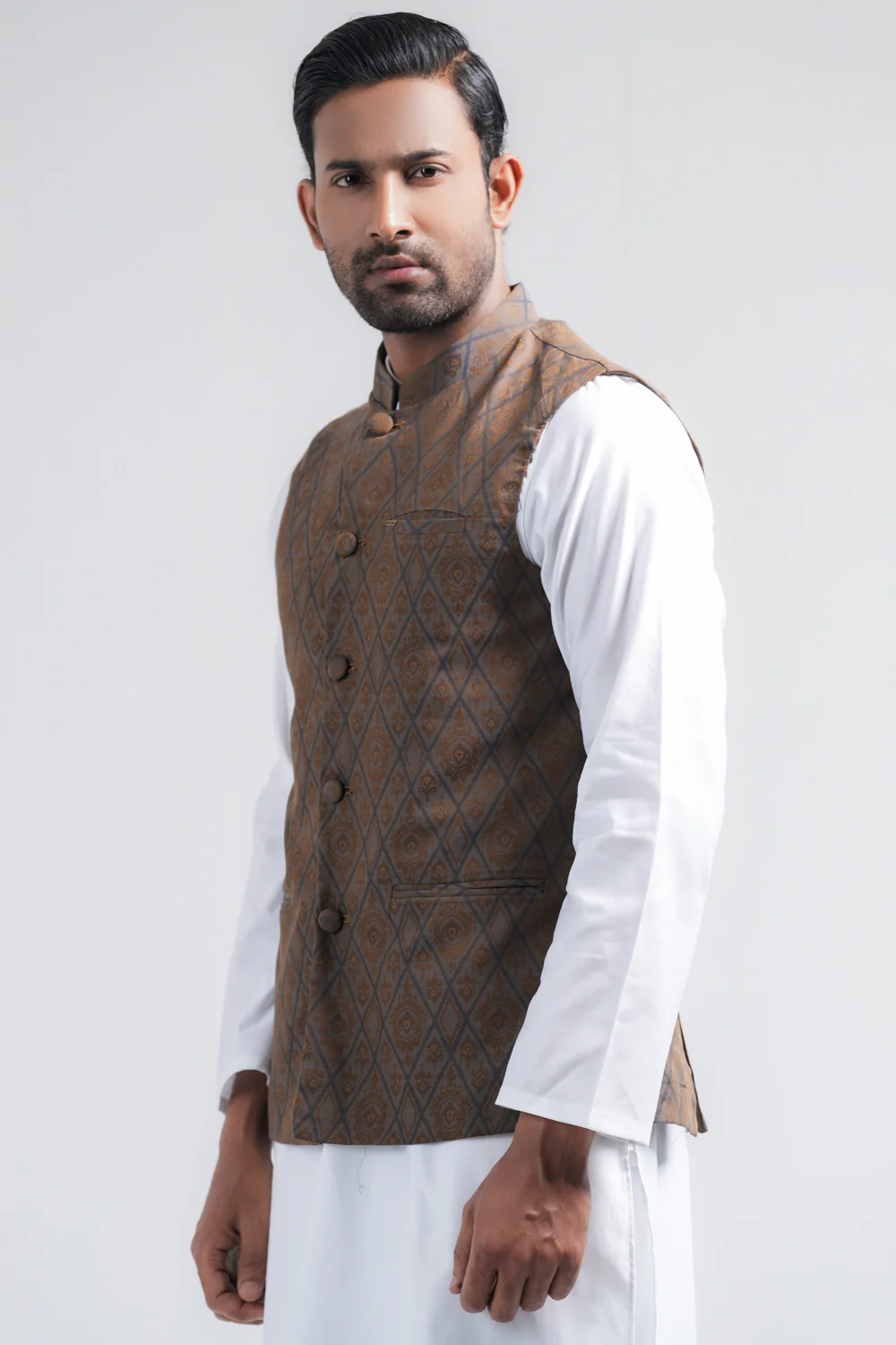 Regular Fit Cotton Semi-Formal Waistcoat - Image 7