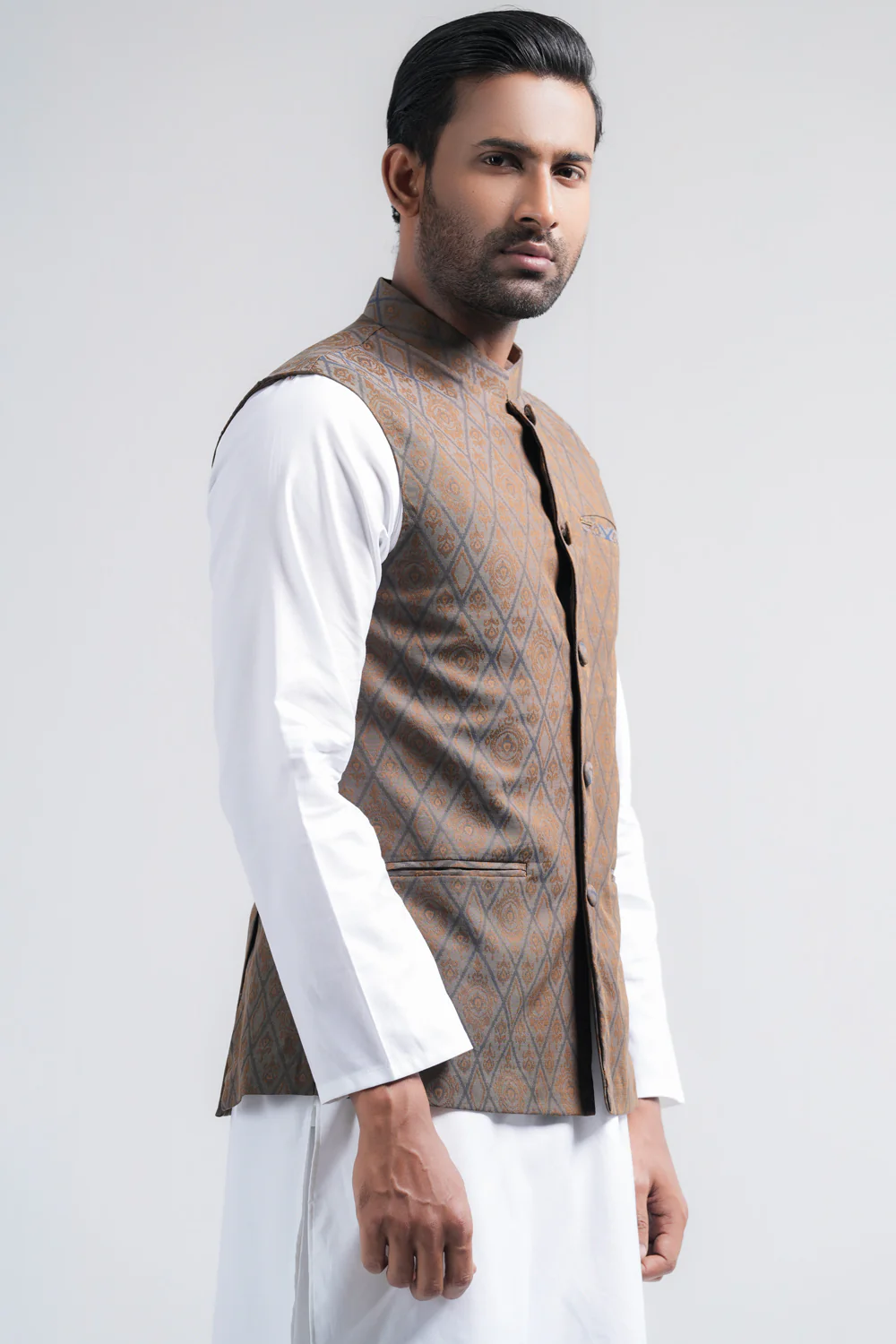 Regular Fit Cotton Semi-Formal Waistcoat - Image 8