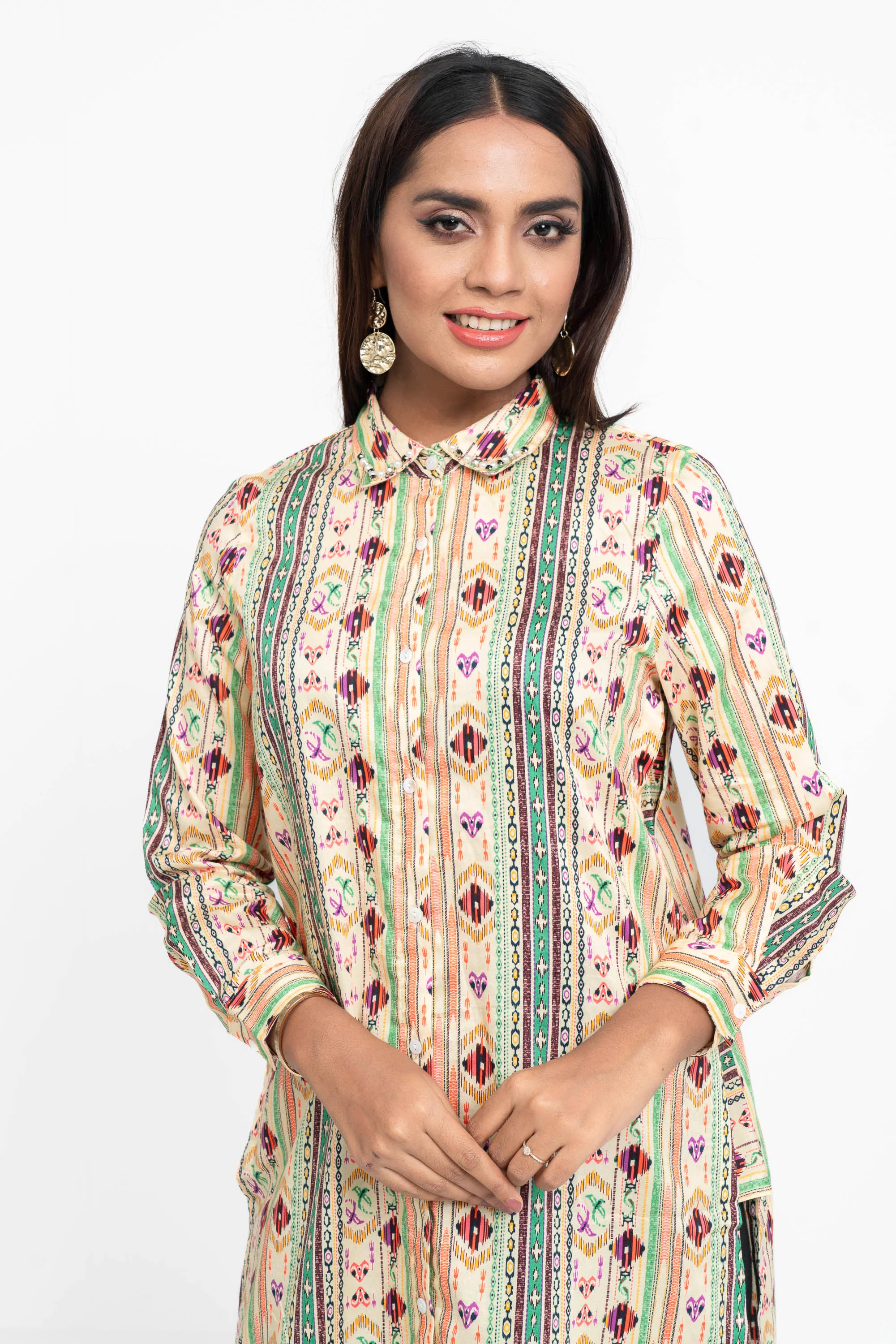 Tribal-Printed Long Shirt - Mystika - Image 2