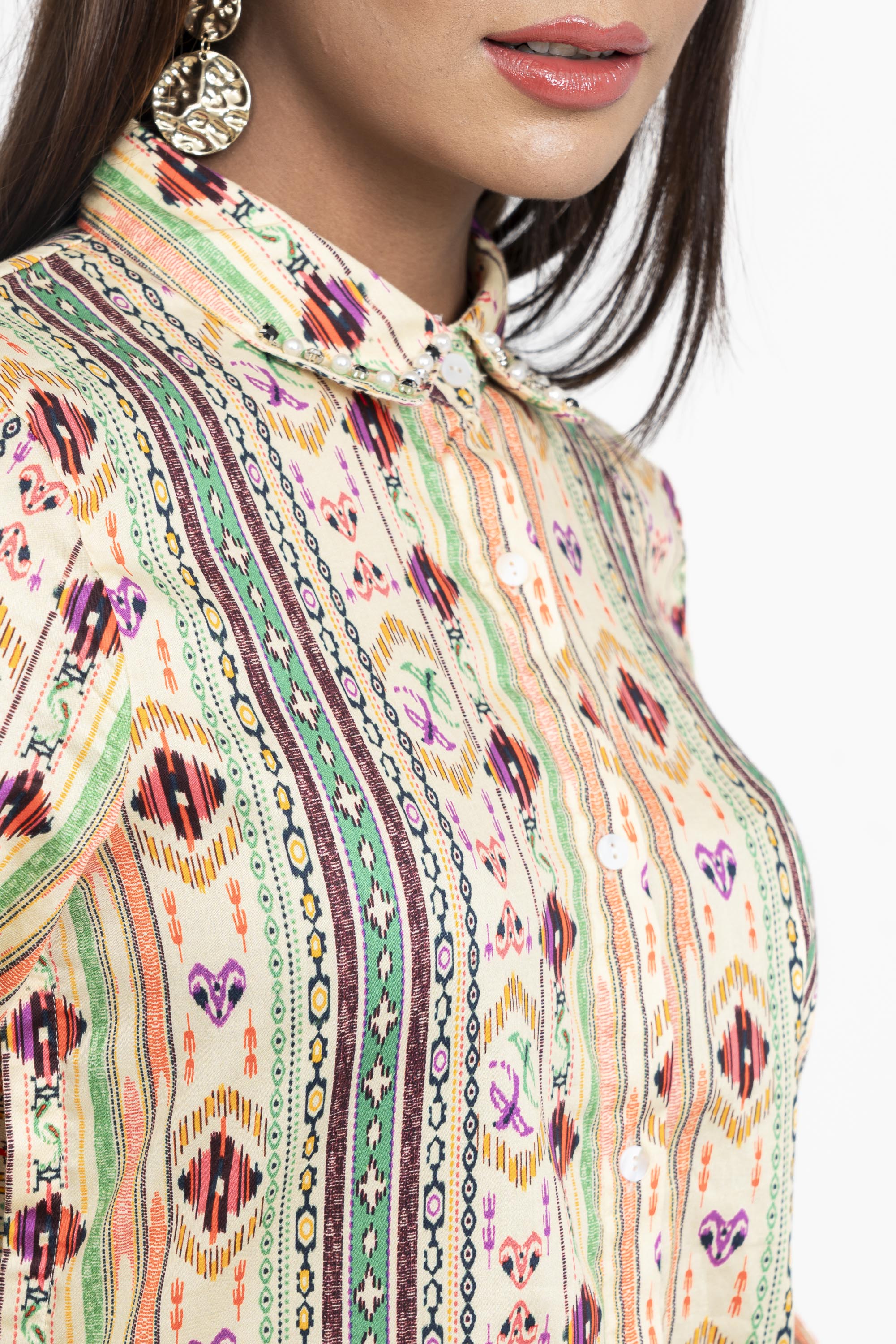 Tribal-Printed Long Shirt - Mystika - Image 6