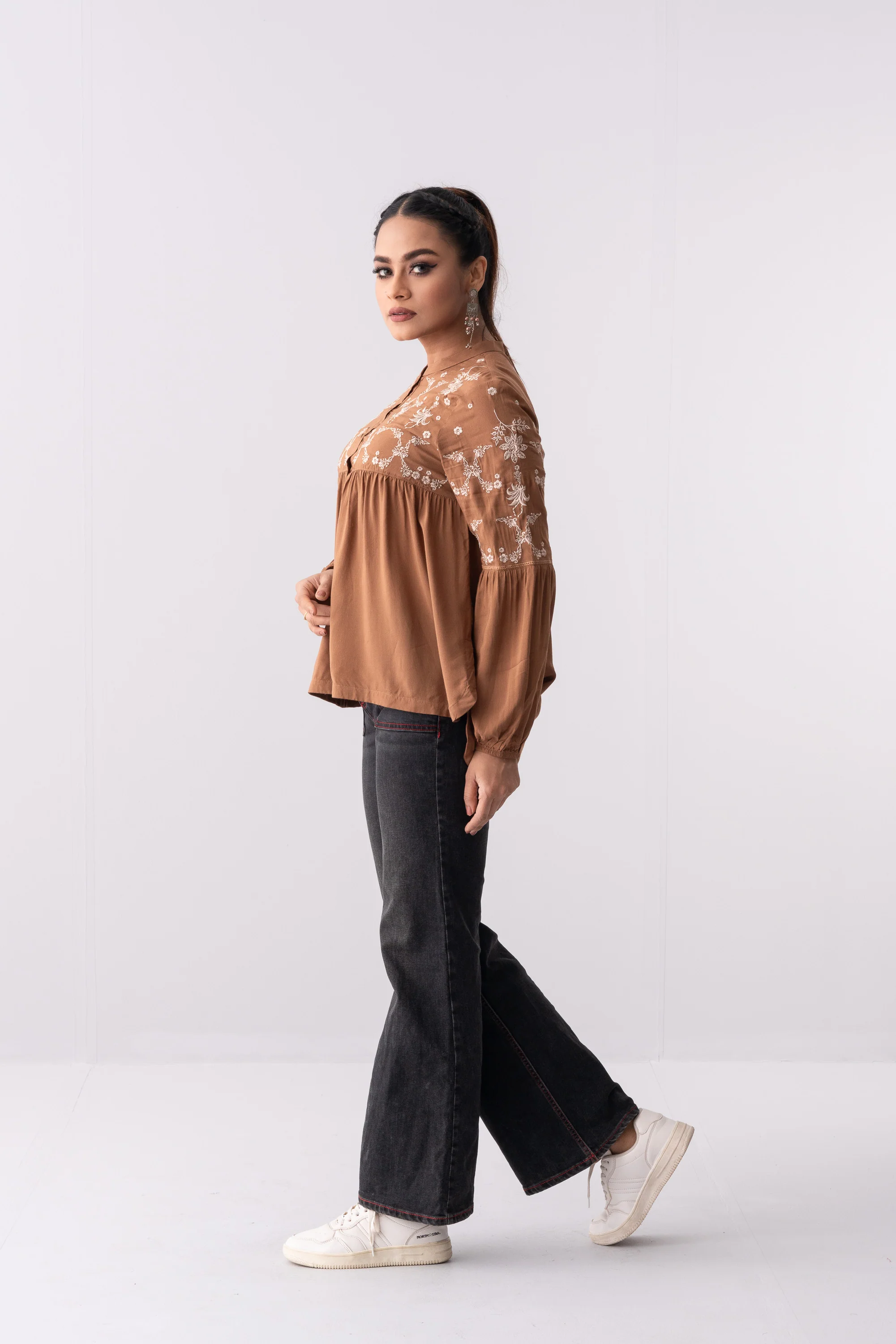 Moroccan Embroidered Viscose Fashion Top - Mystika - Image 3