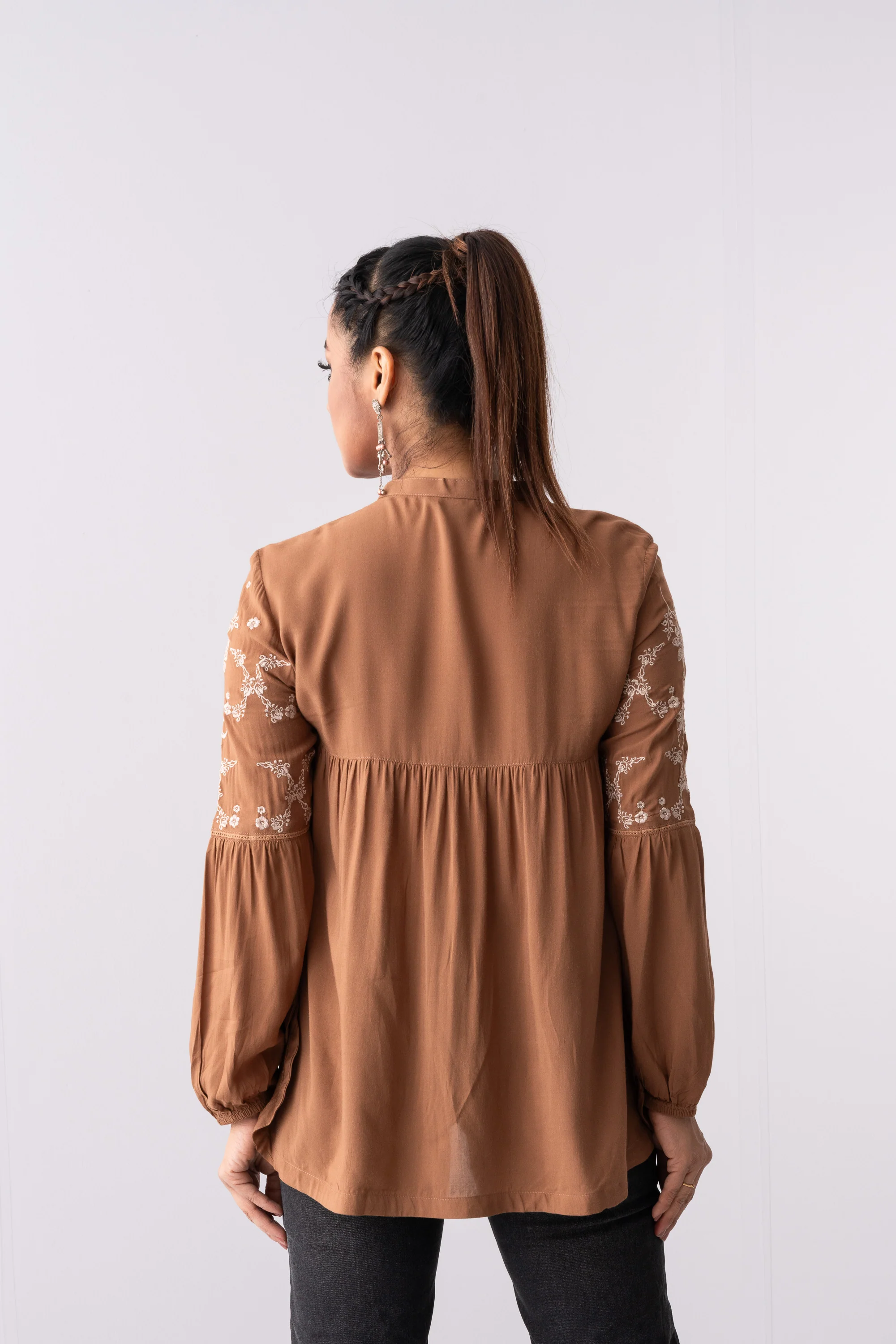 Moroccan Embroidered Viscose Fashion Top - Mystika - Image 4