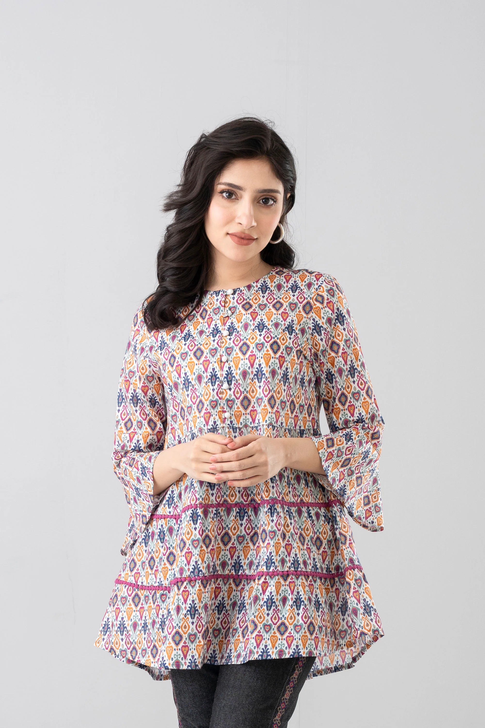 Ikat Printed Fashion Top - Mystika - Image 2