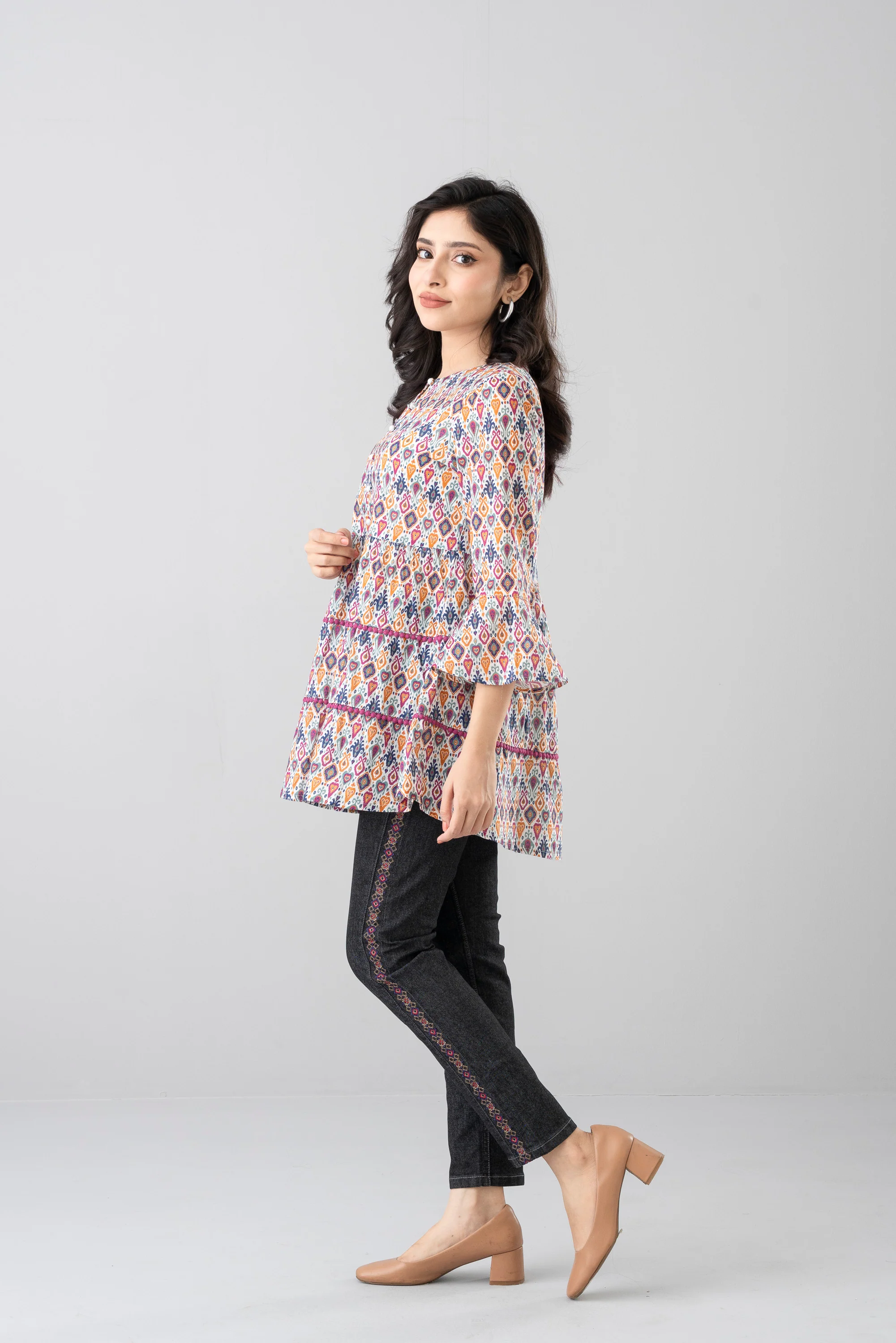 Ikat Printed Fashion Top - Mystika - Image 3