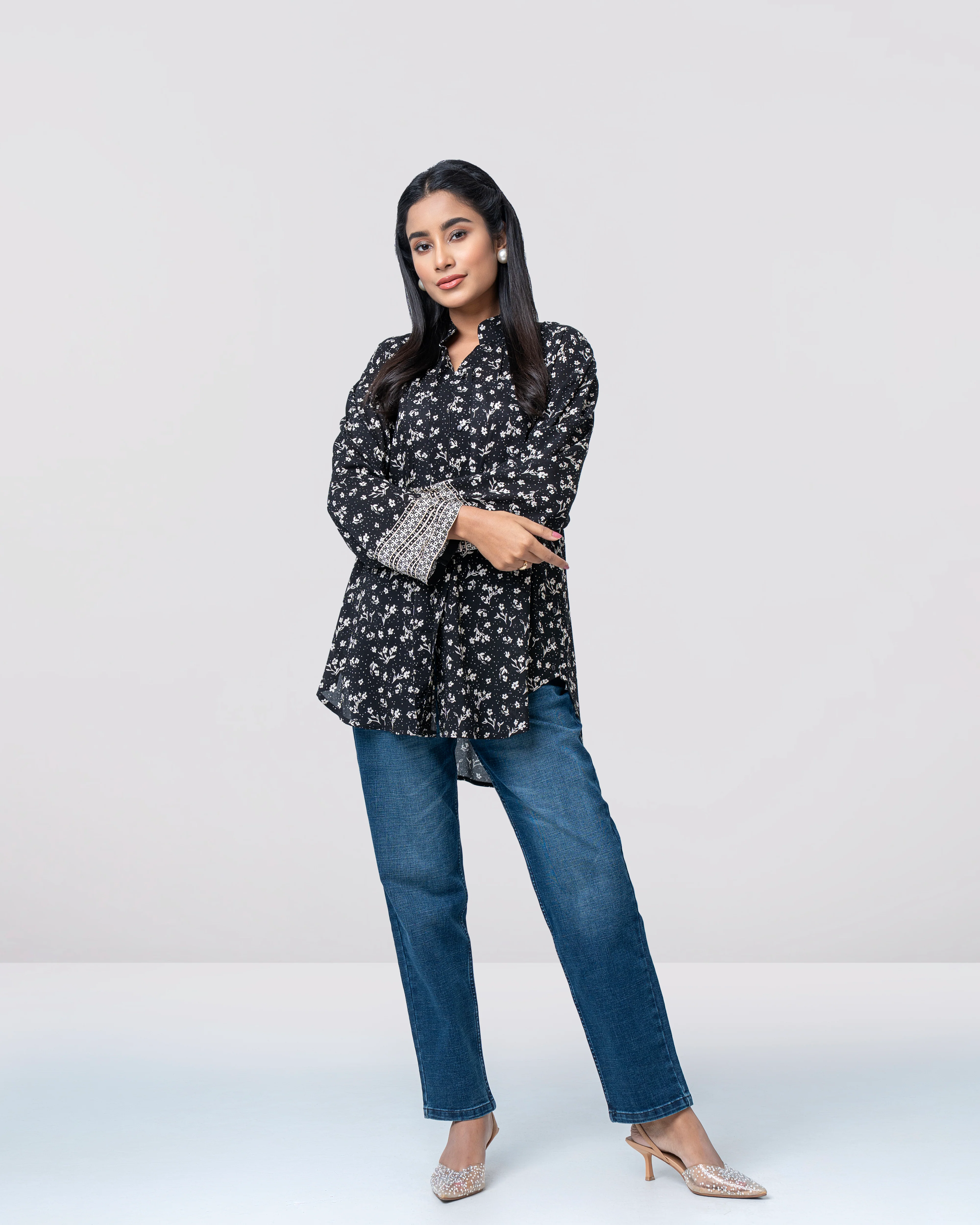 Regular Fit Floral Printed Fashion Top - Mystika - Image 2