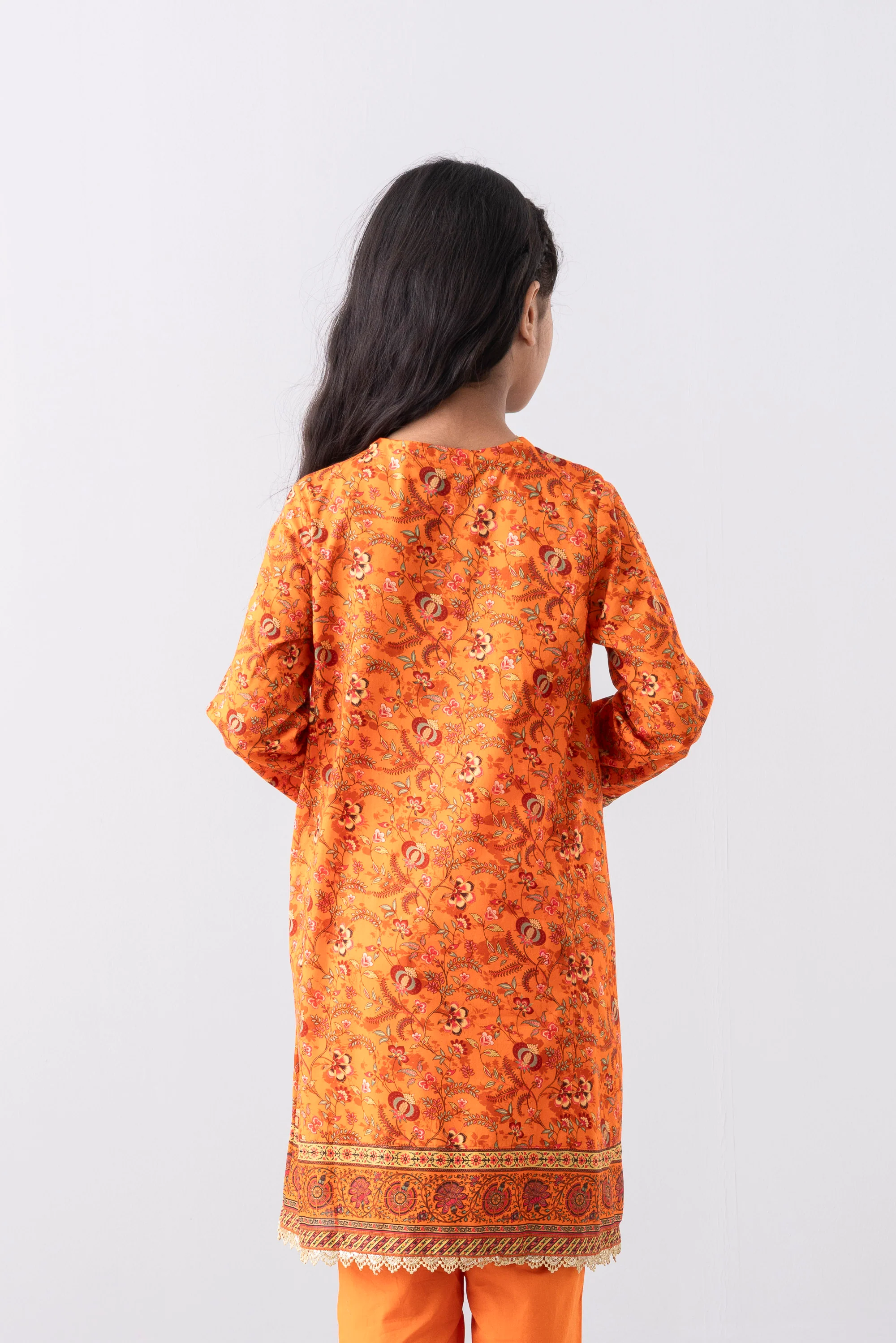 Relaxed Fit Printed Three-Piece Princess Lawn with Chiffon Dupatta (2-4 Years) - Image 11