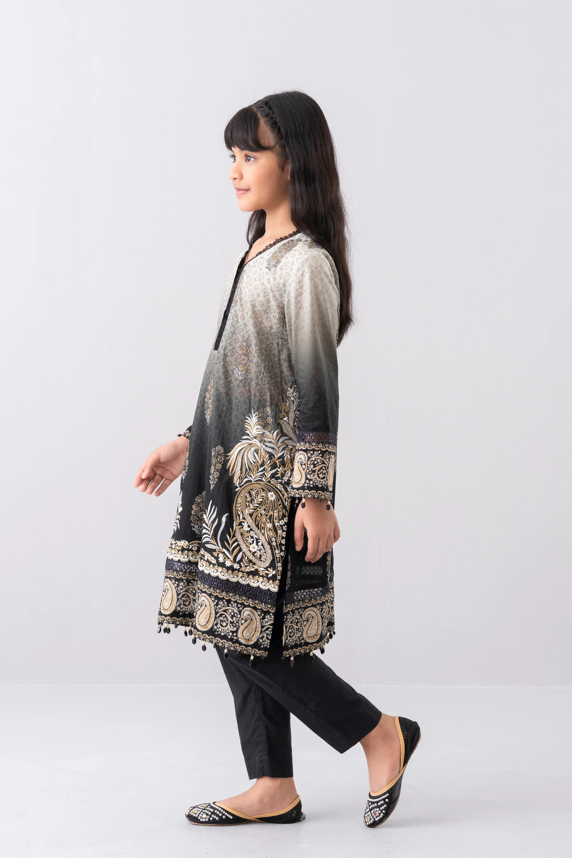 Smart Fit Printed Three-Piece Princess Lawn with Silk Dupatta (6-8 Years) - Image 3
