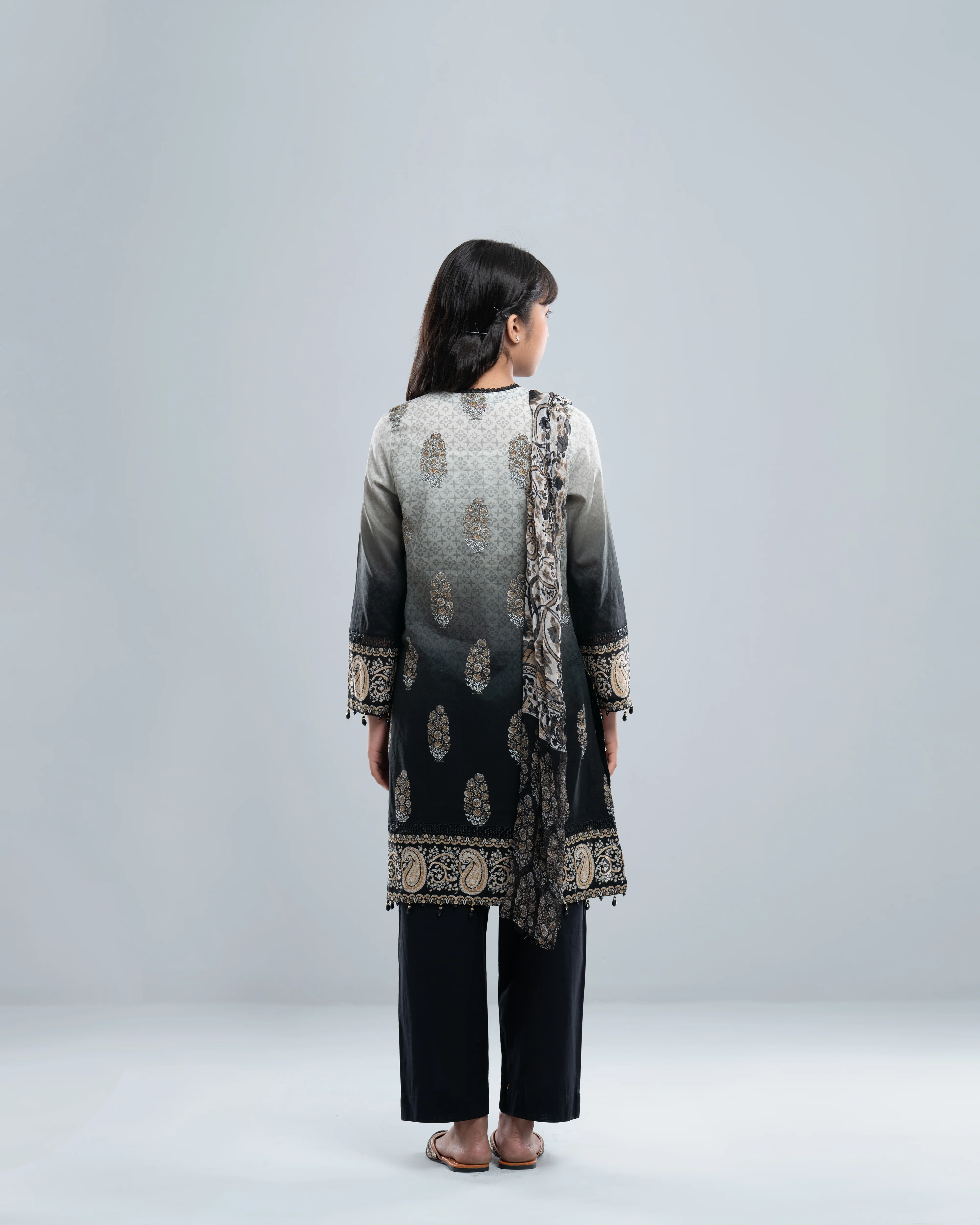 Smart Fit Printed Three-Piece Princess Lawn with Chiffon Dupatta (10-14 Years) - Image 3