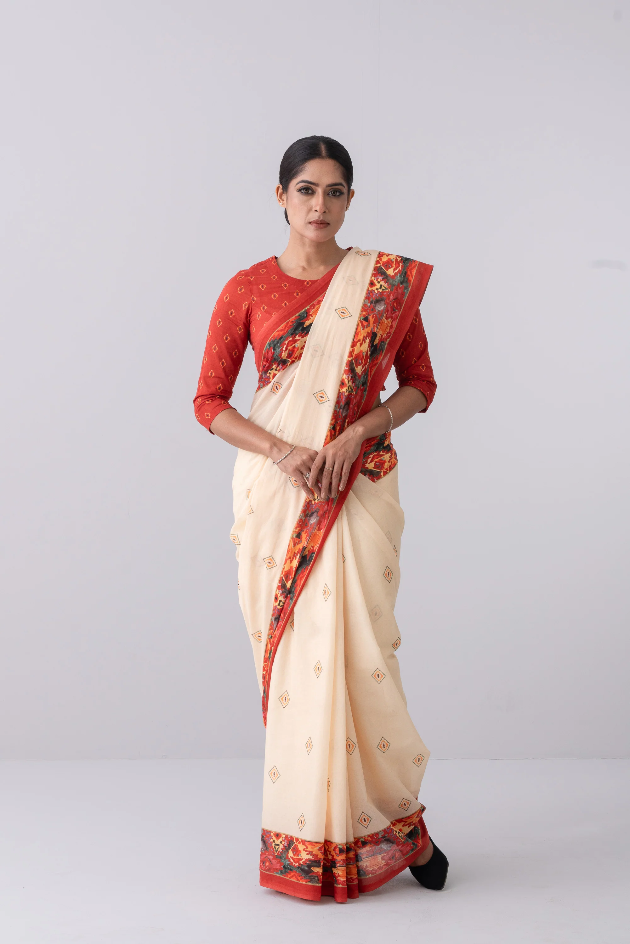 Digital Printed Cotton Saree - Image 3