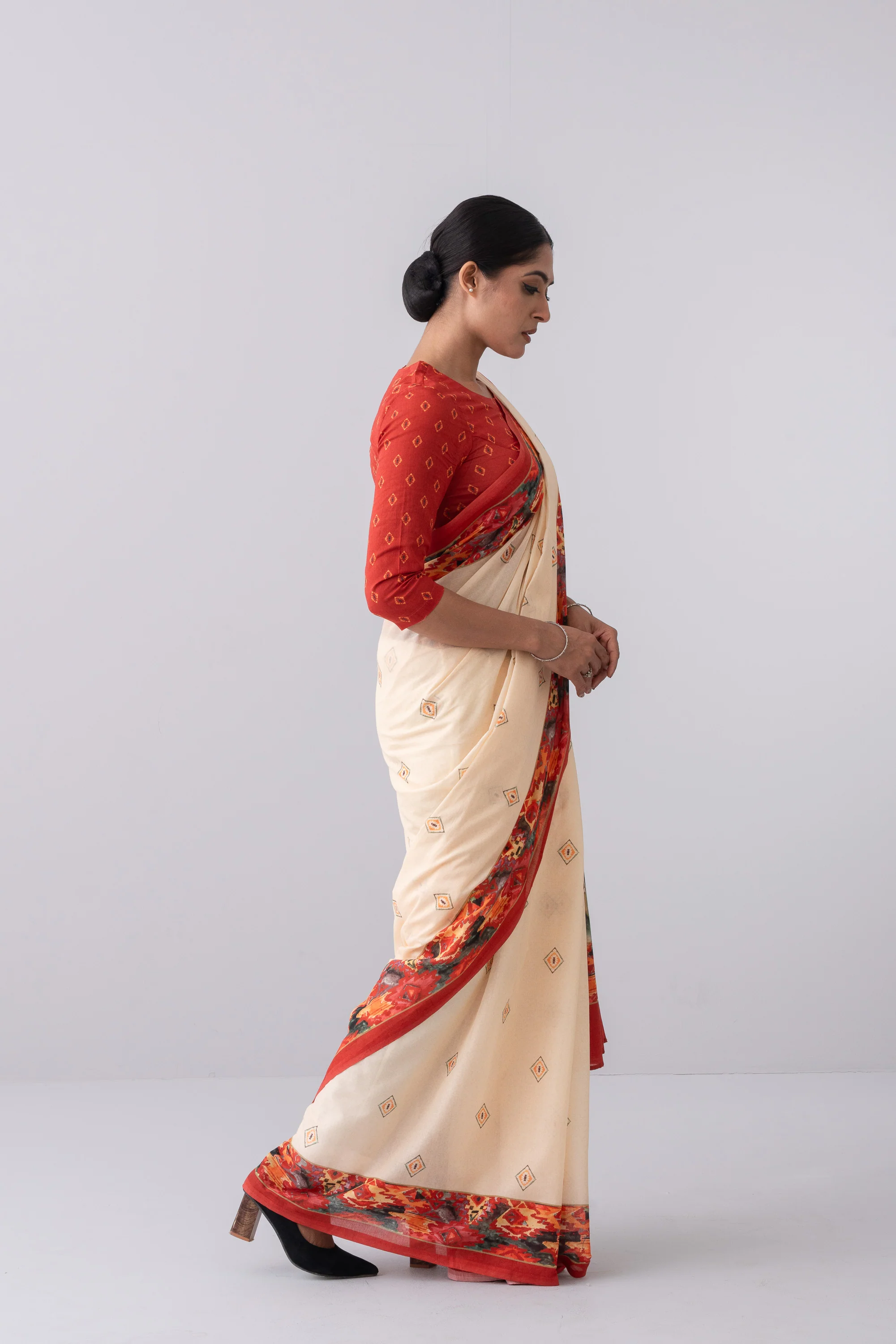 Digital Printed Cotton Saree - Image 4