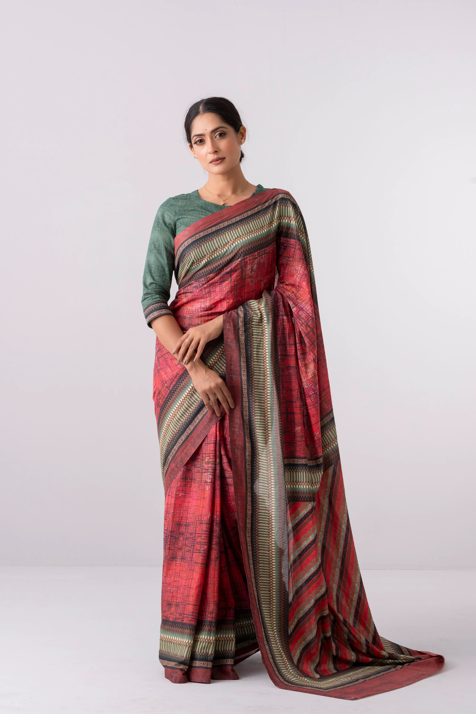 Digital Printed Cotton Saree - Image 11