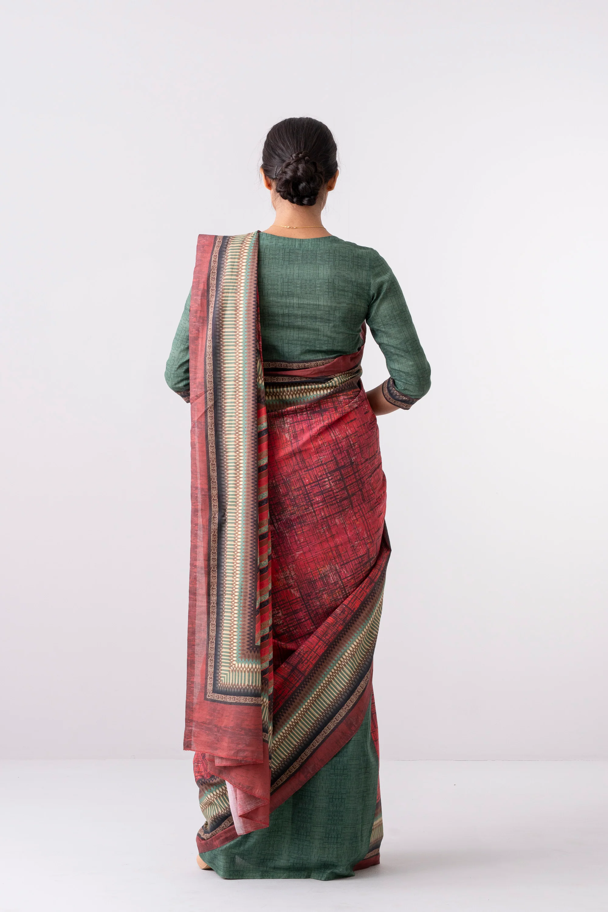 Digital Printed Cotton Saree - Image 12