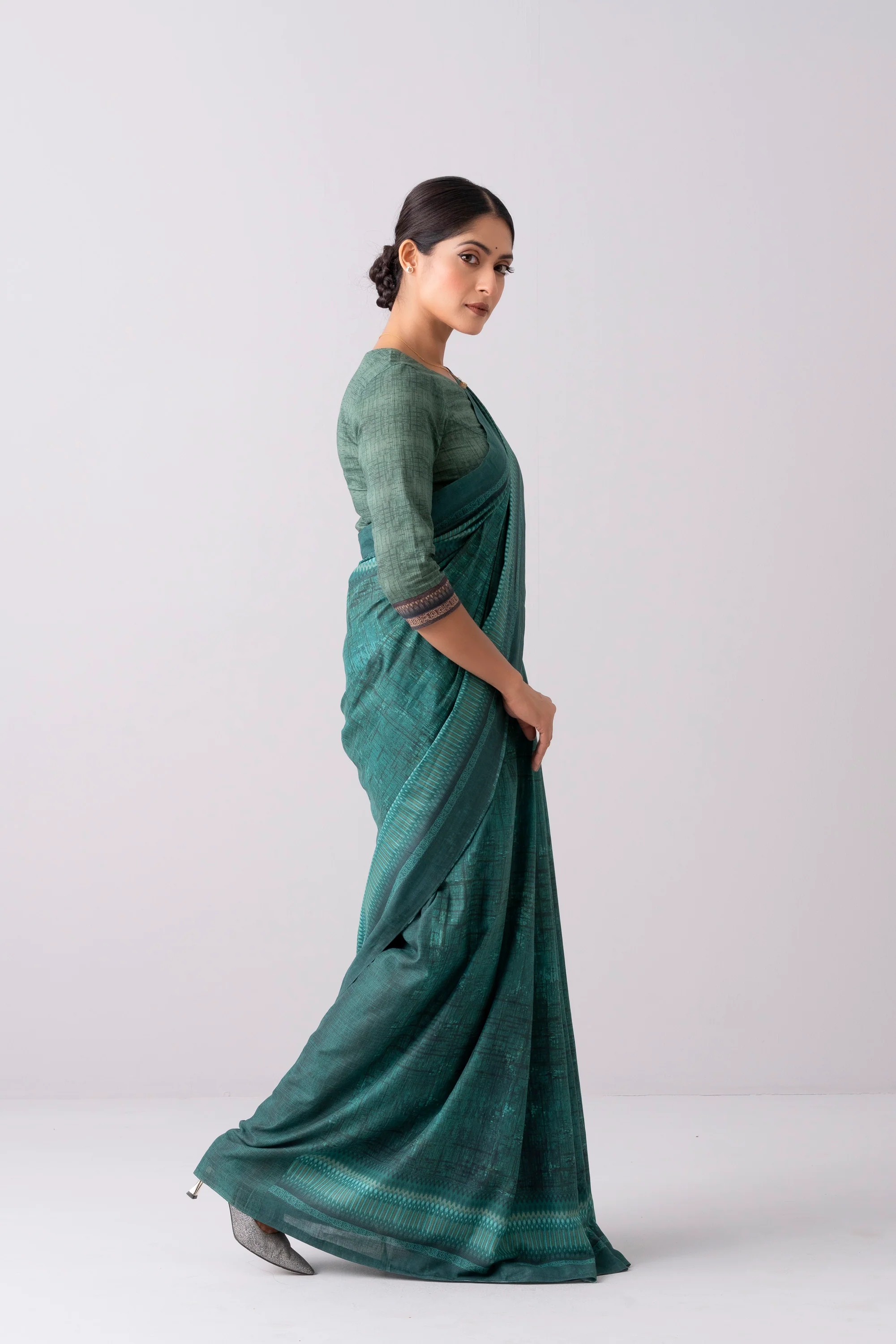 Digital Printed Cotton Saree - Image 3