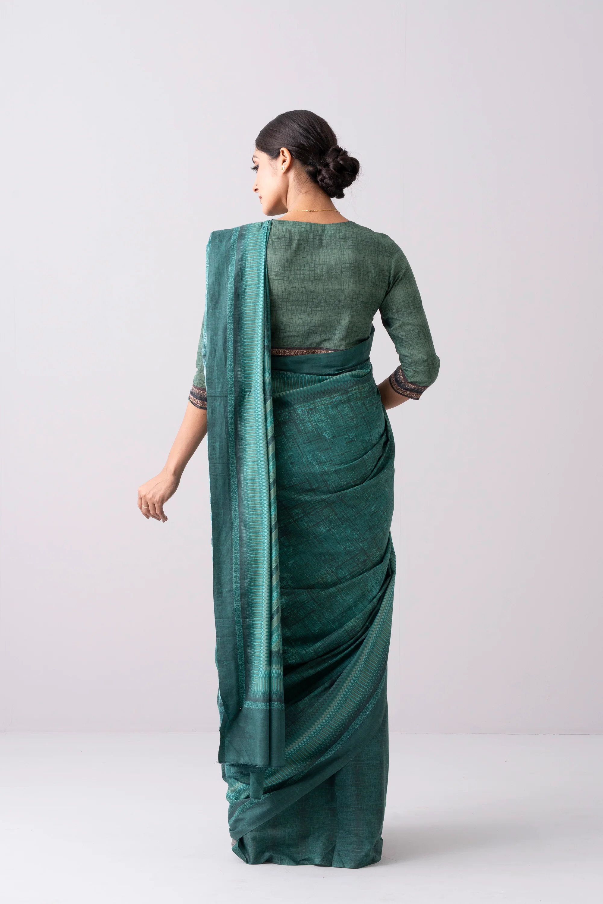 Digital Printed Cotton Saree - Image 4