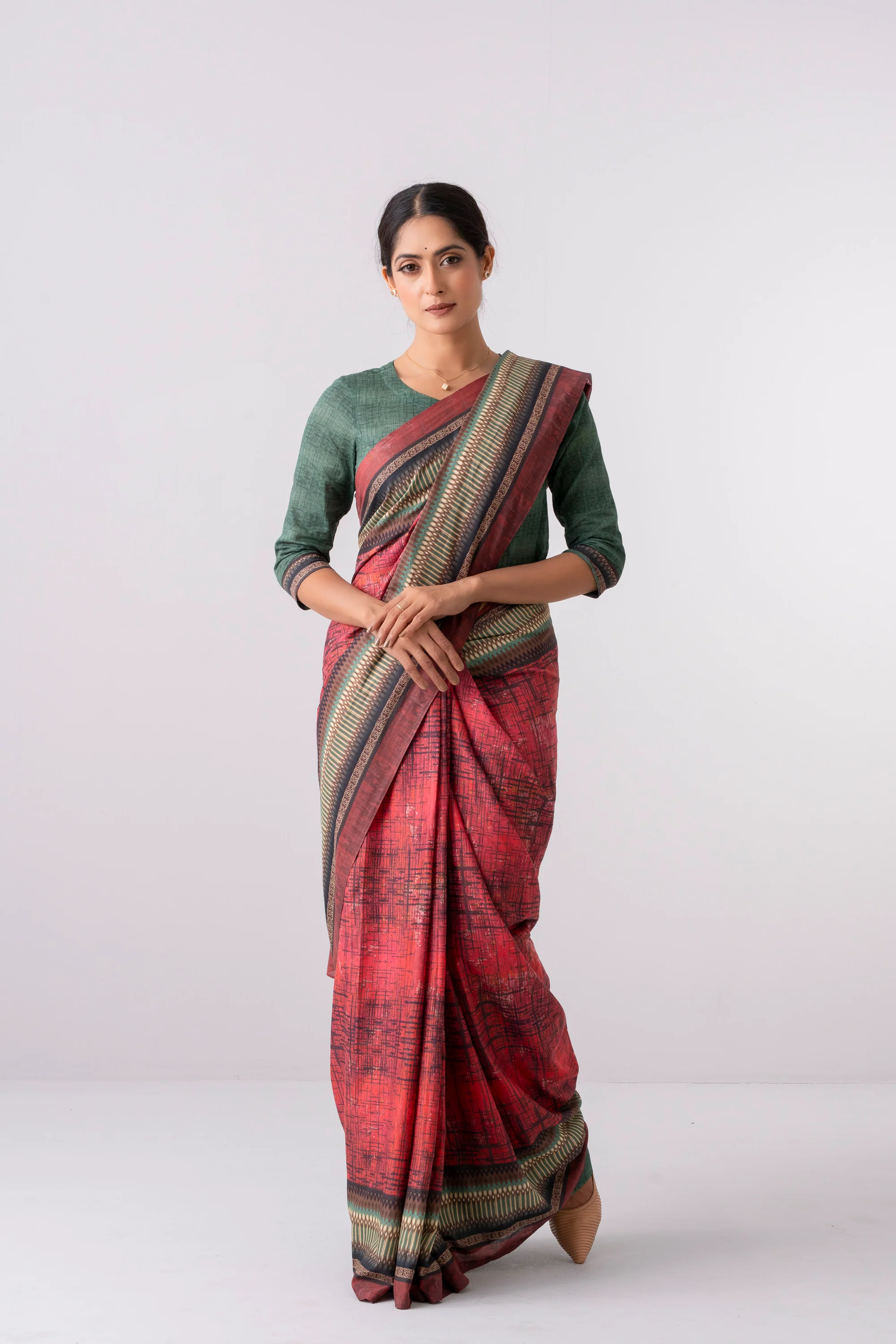 Digital Printed Cotton Saree - Image 7