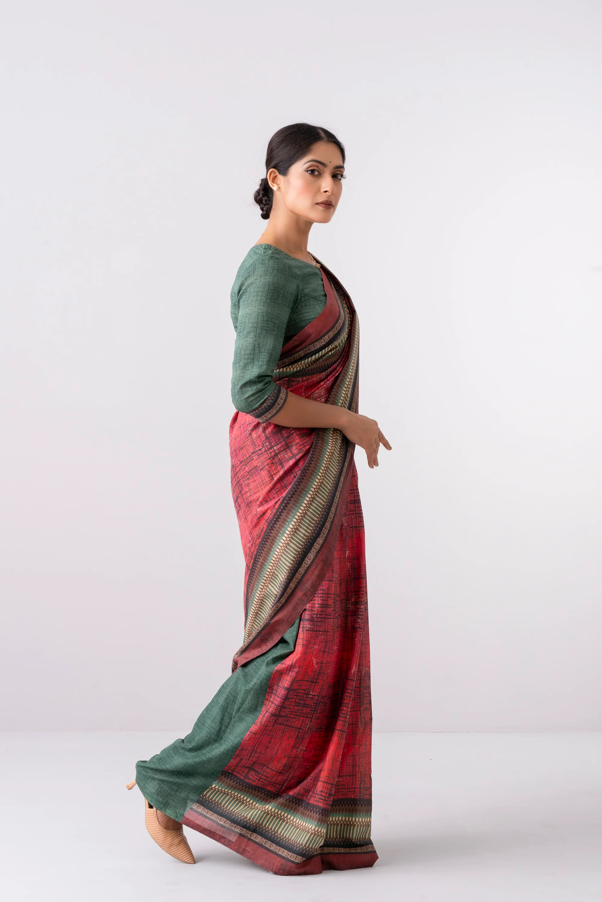 Digital Printed Cotton Saree - Image 8