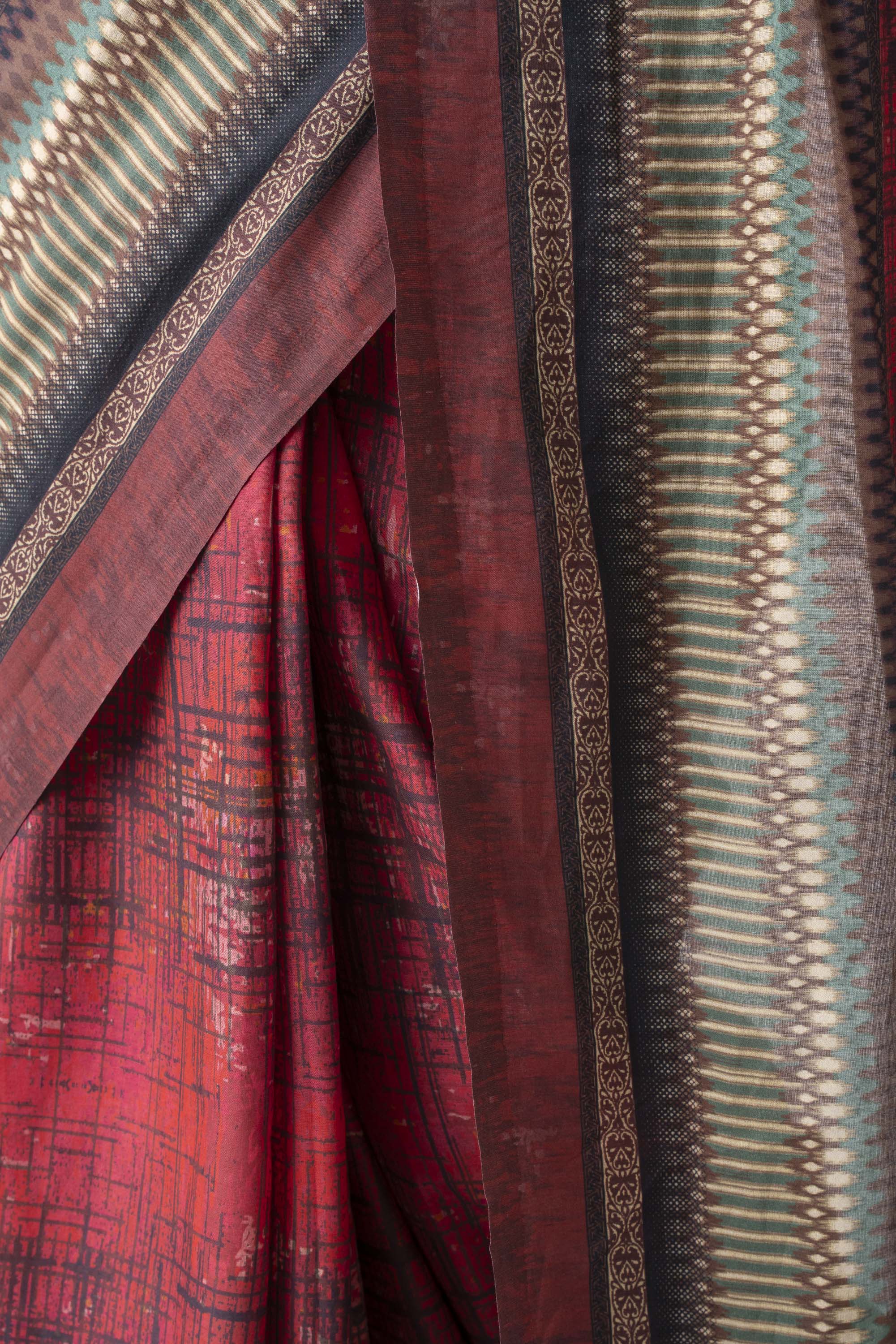 Digital Printed Cotton Saree - Image 9