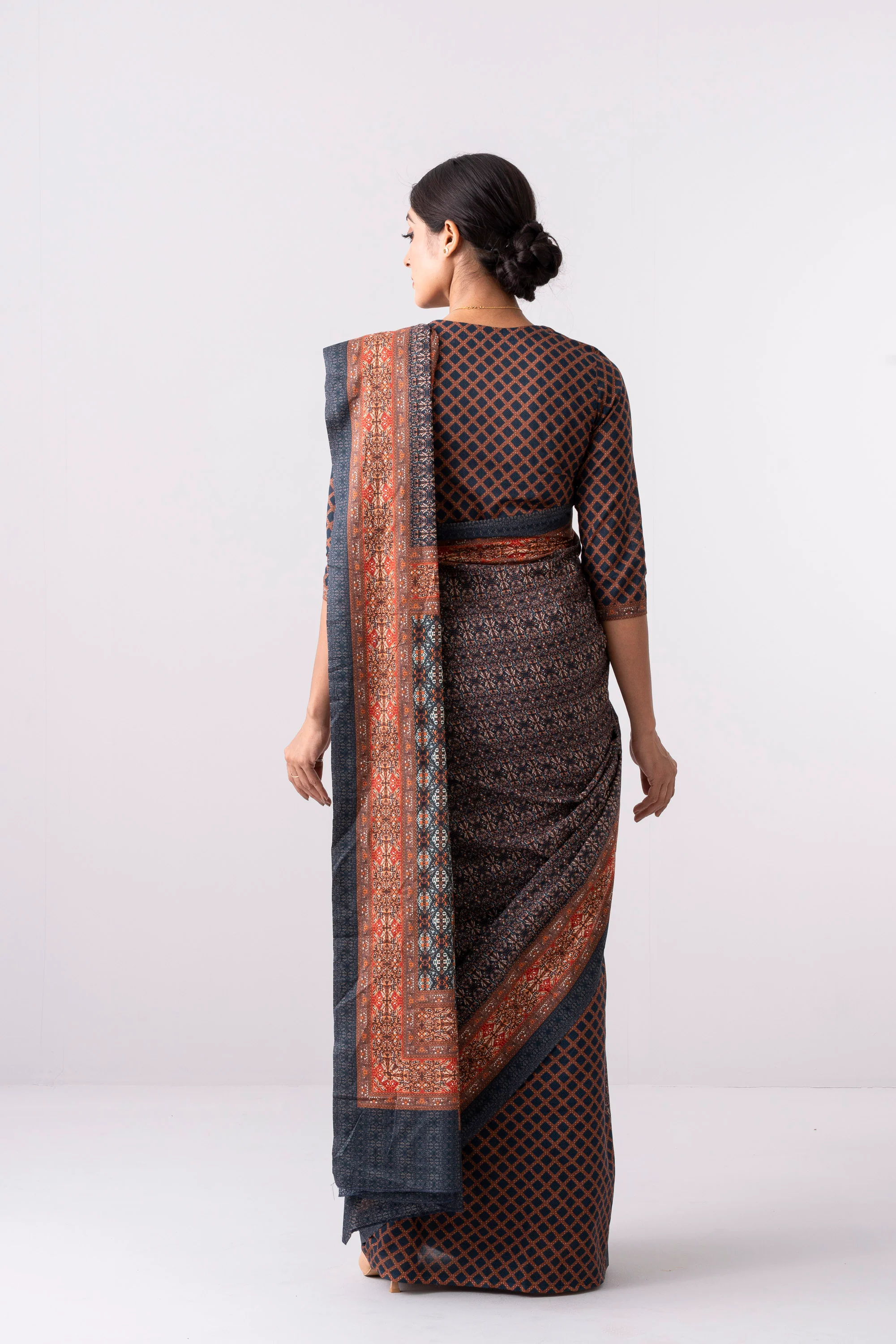 Digital Printed Cotton Saree - Image 4