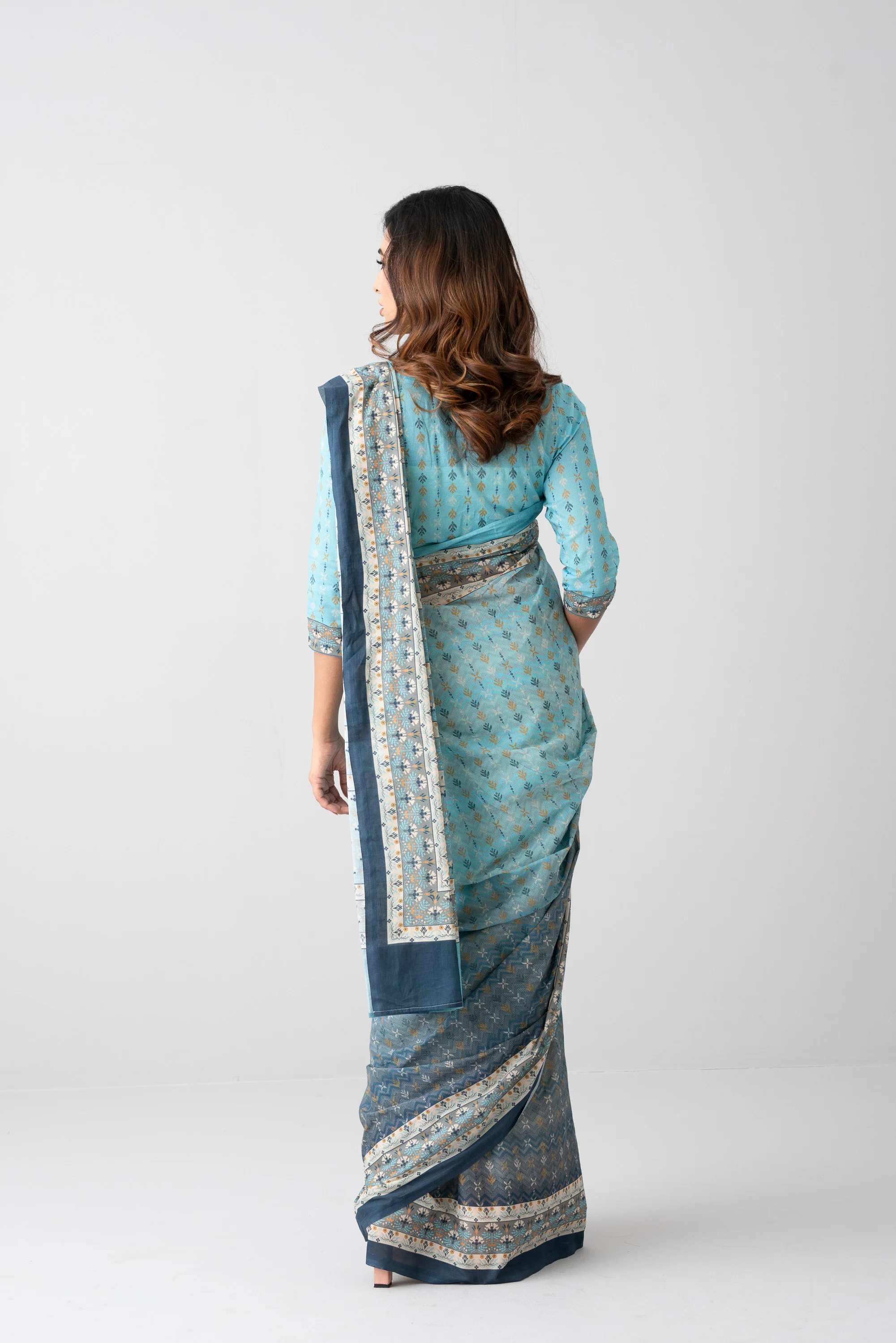 Digital Printed Cotton Saree - Image 11