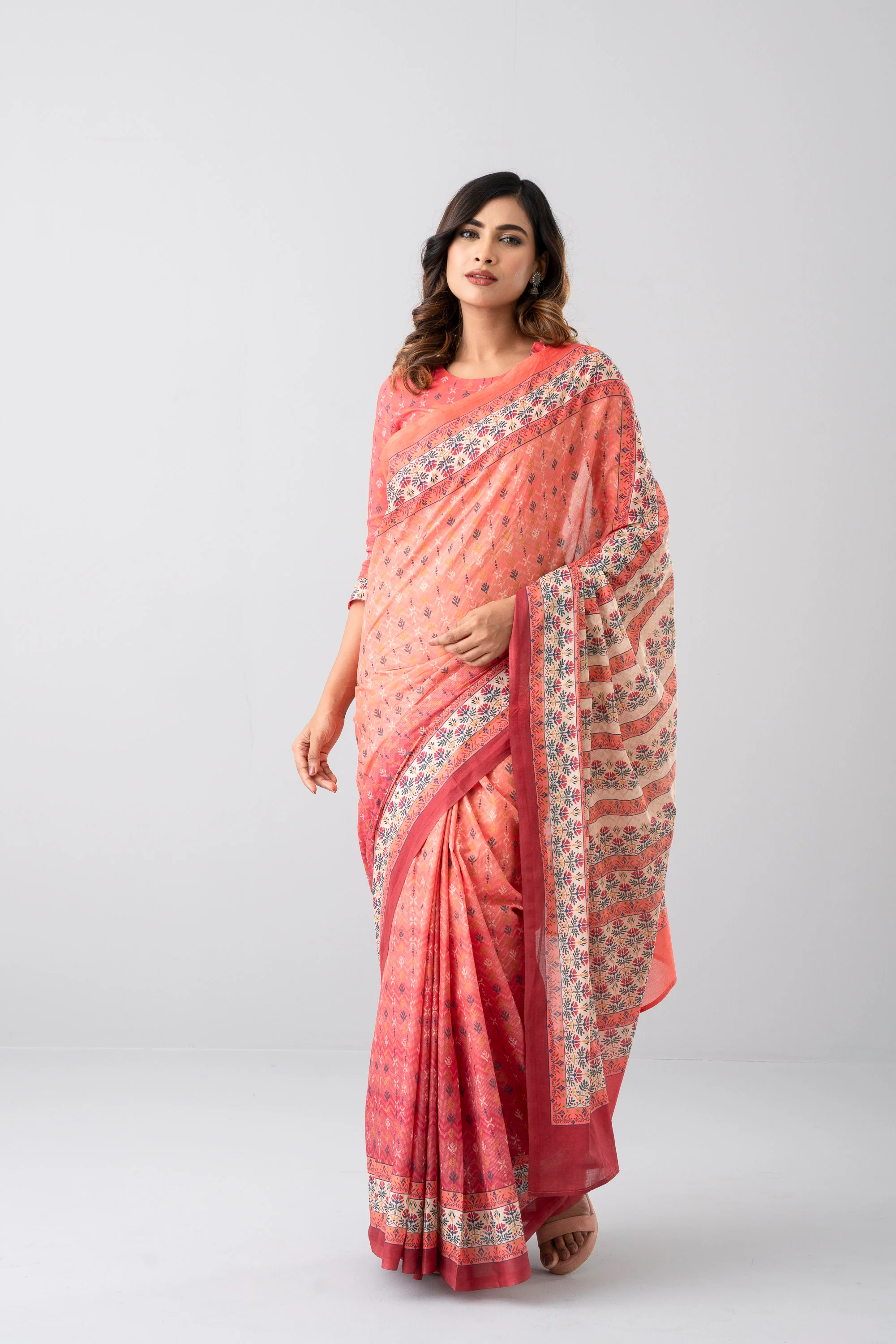 Digital Printed Cotton Saree - Image 3