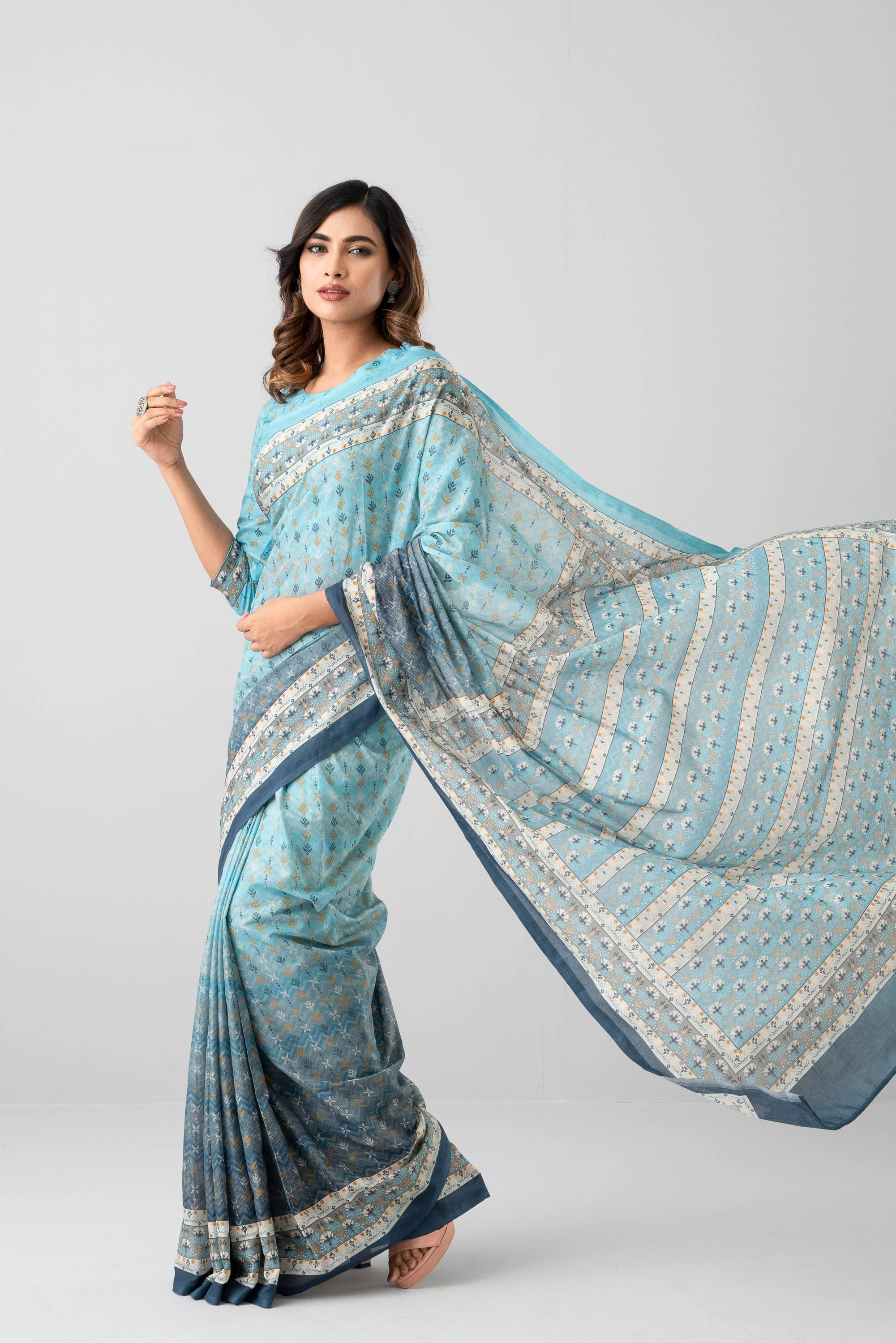 Digital Printed Cotton Saree - Image 7