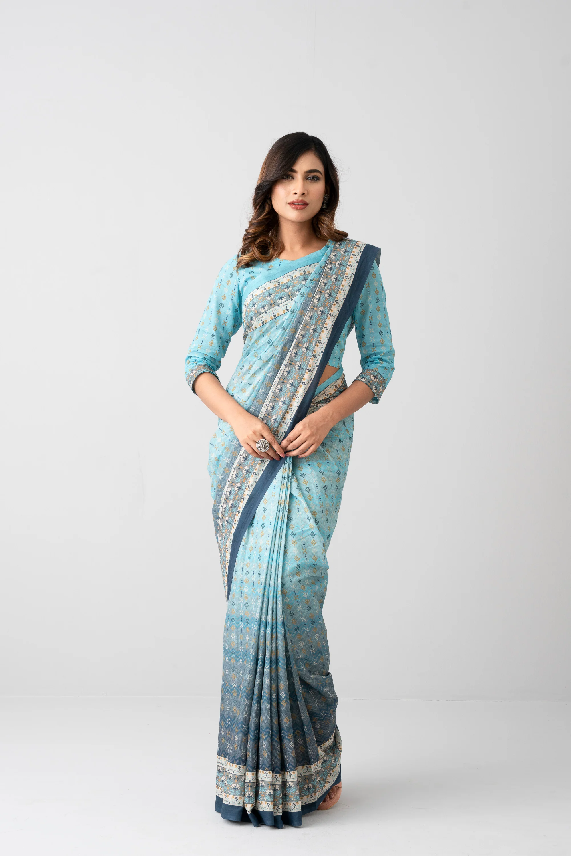 Digital Printed Cotton Saree - Image 8