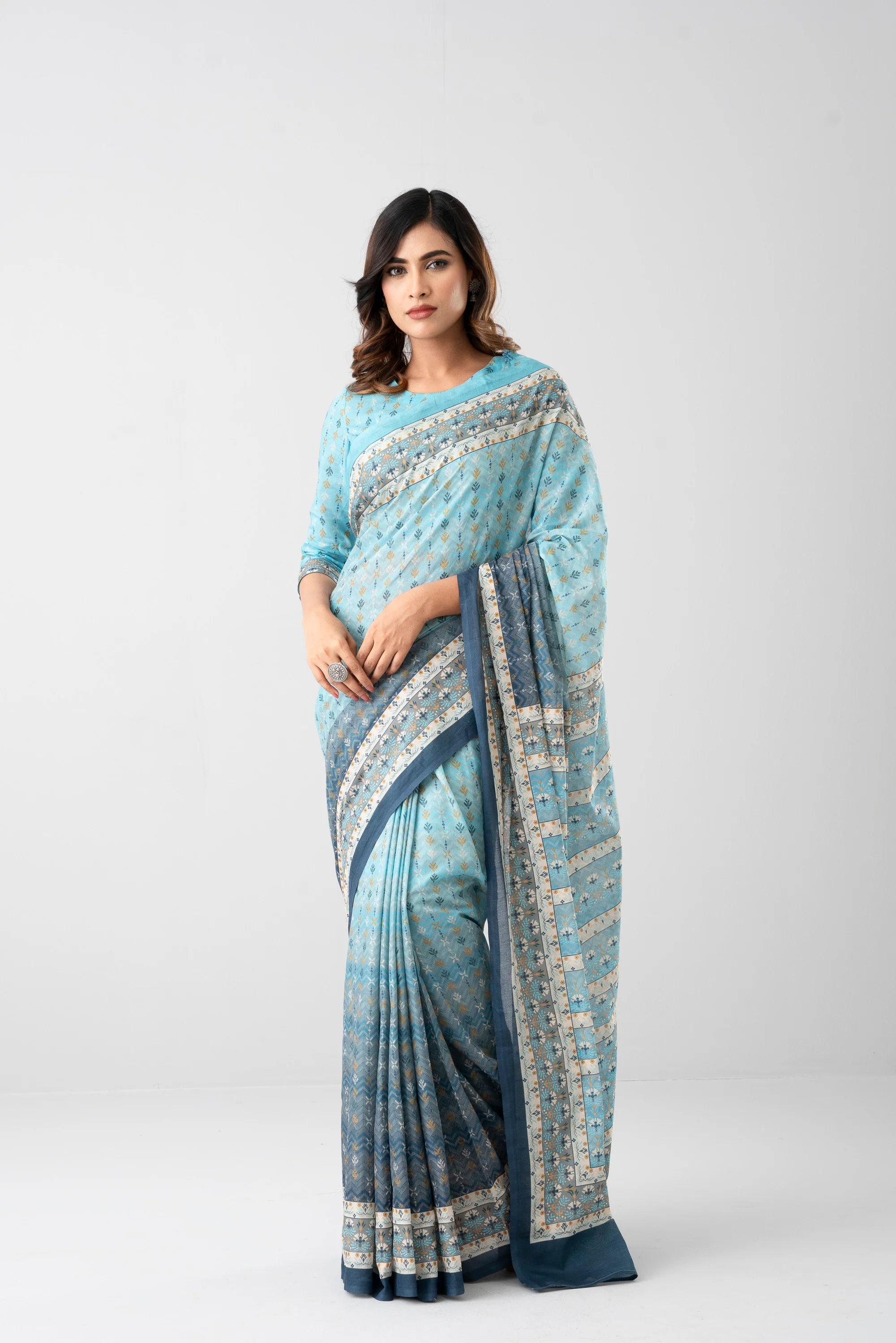 Digital Printed Cotton Saree - Image 9