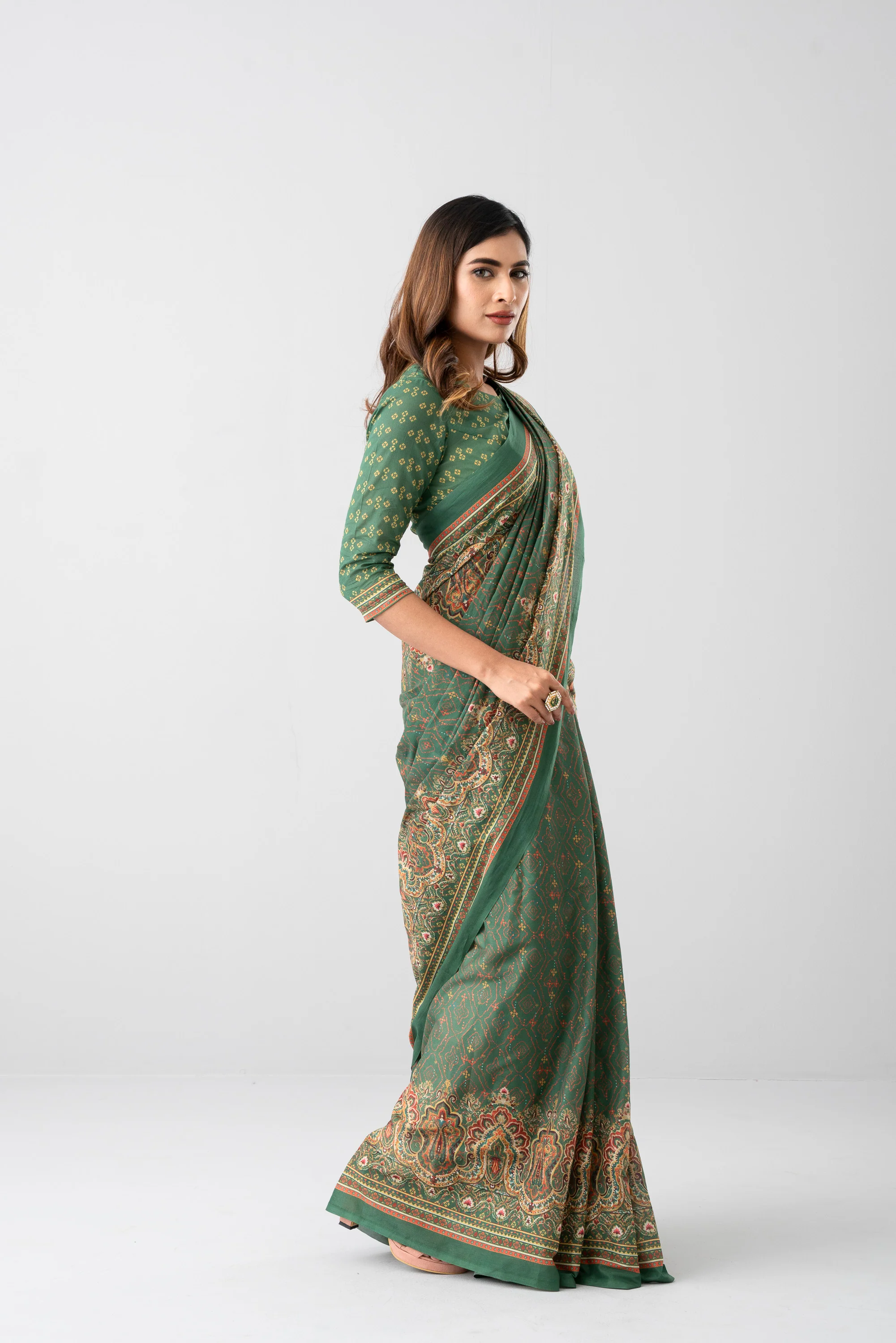 Digital Printed Cotton Saree - Image 11