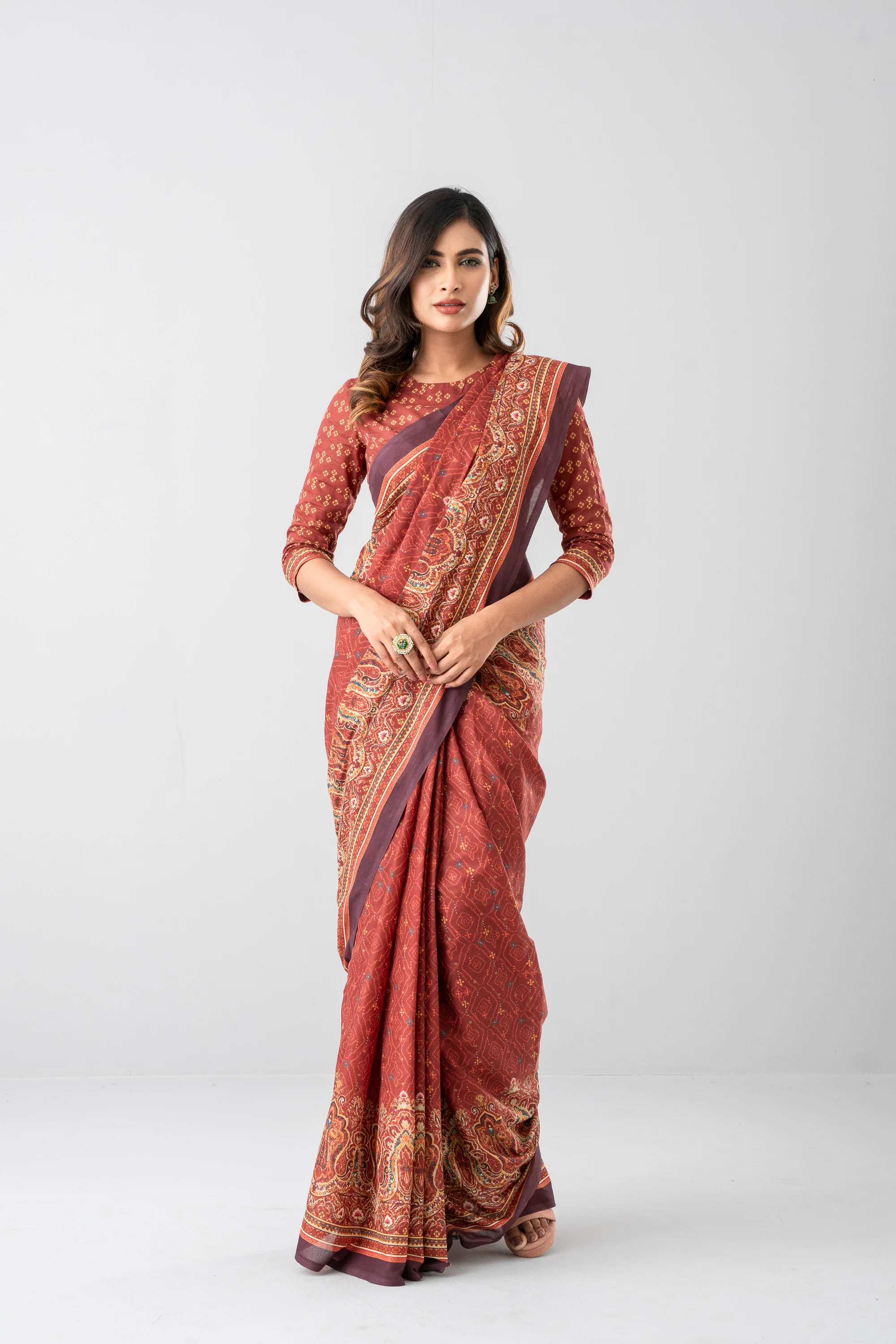 Digital Printed Cotton Saree - Image 2