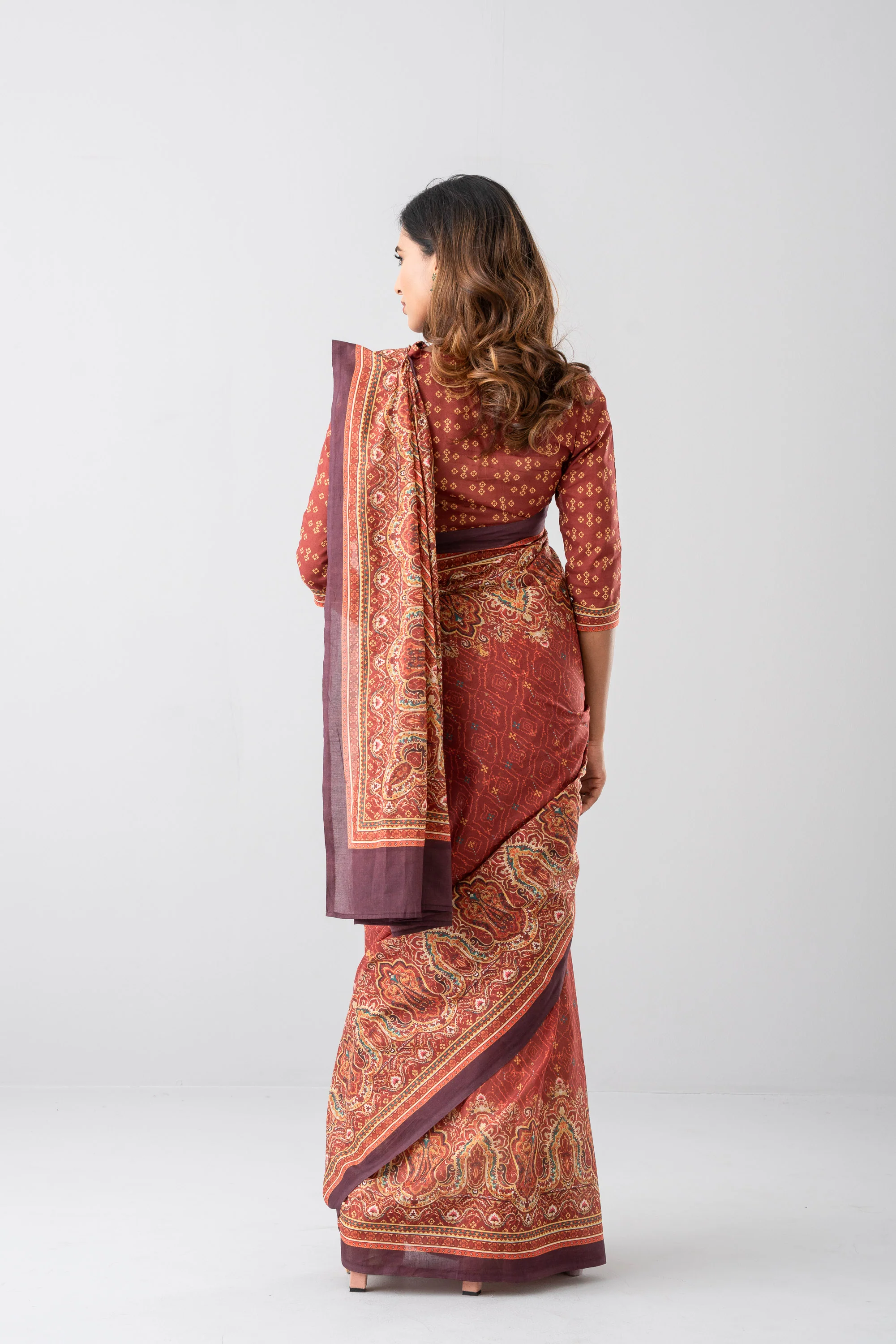 Digital Printed Cotton Saree - Image 3