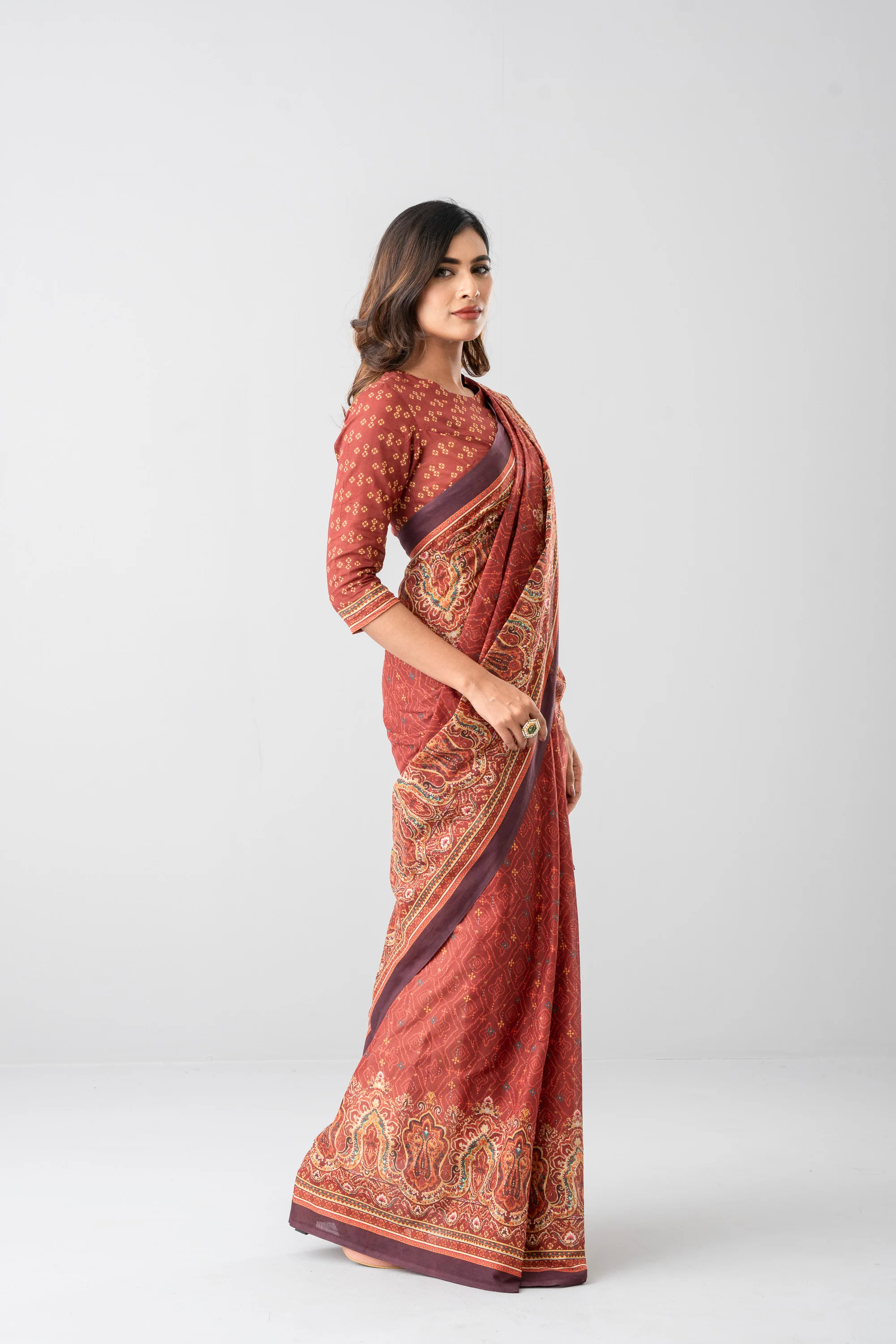 Digital Printed Cotton Saree - Image 4