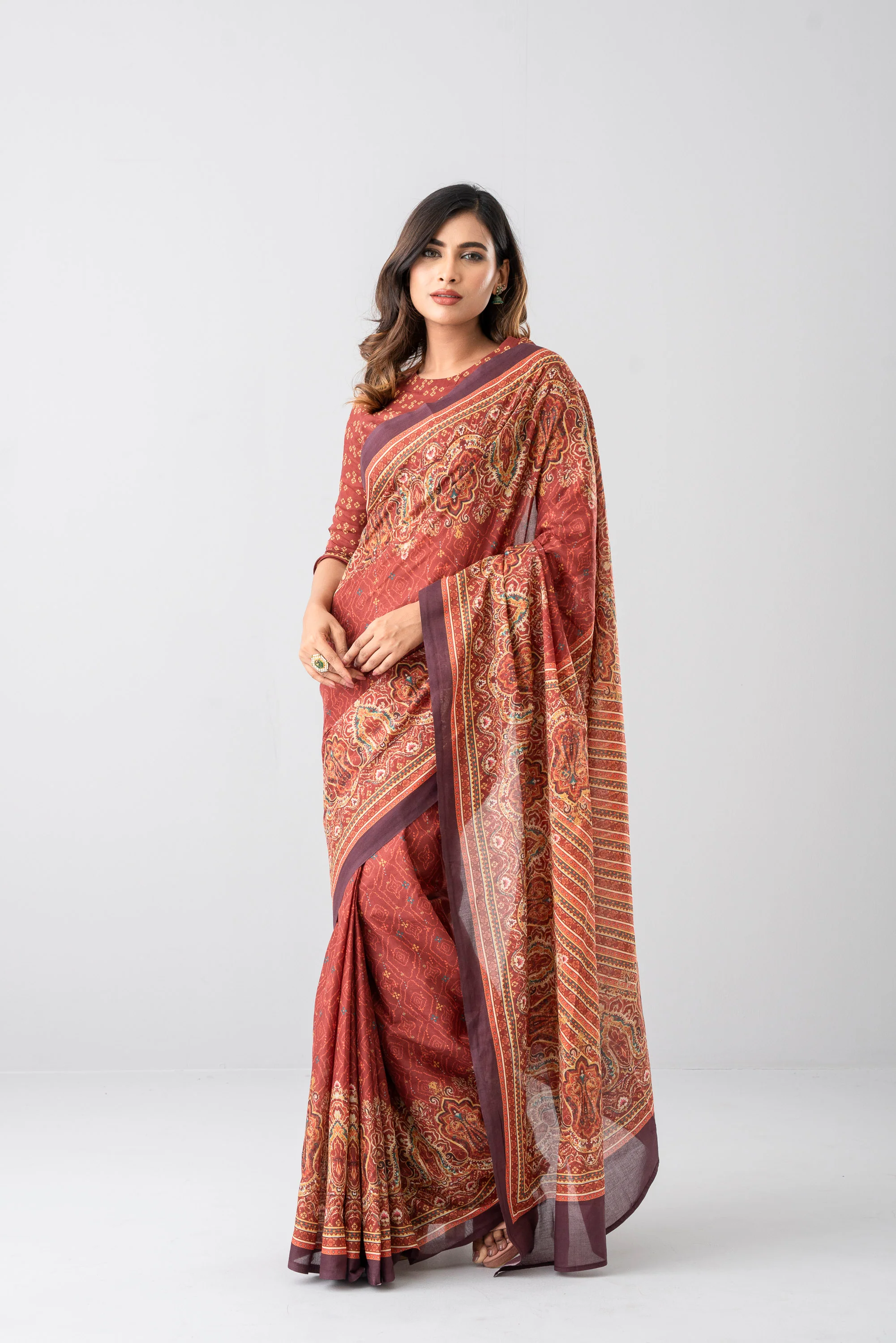 Digital Printed Cotton Saree - Image 5