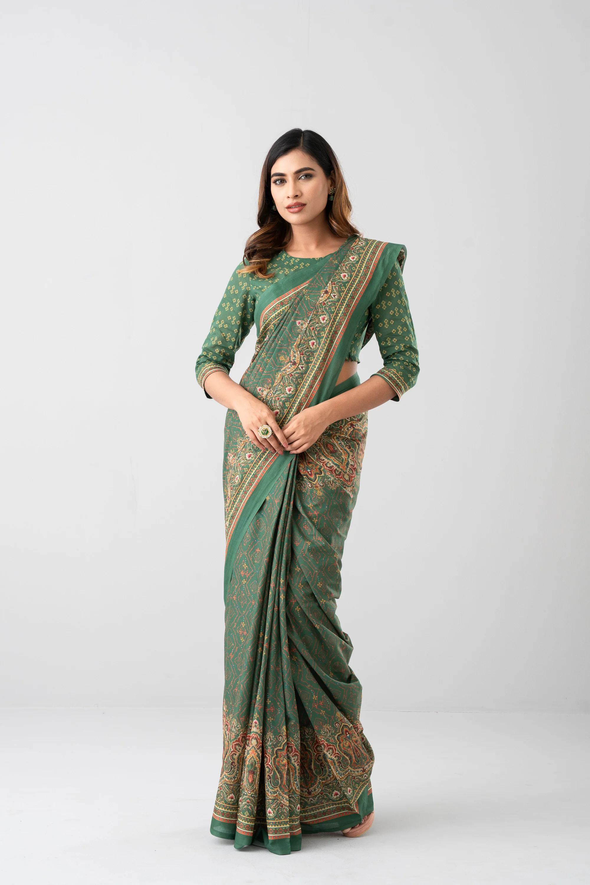 Digital Printed Cotton Saree - Image 9