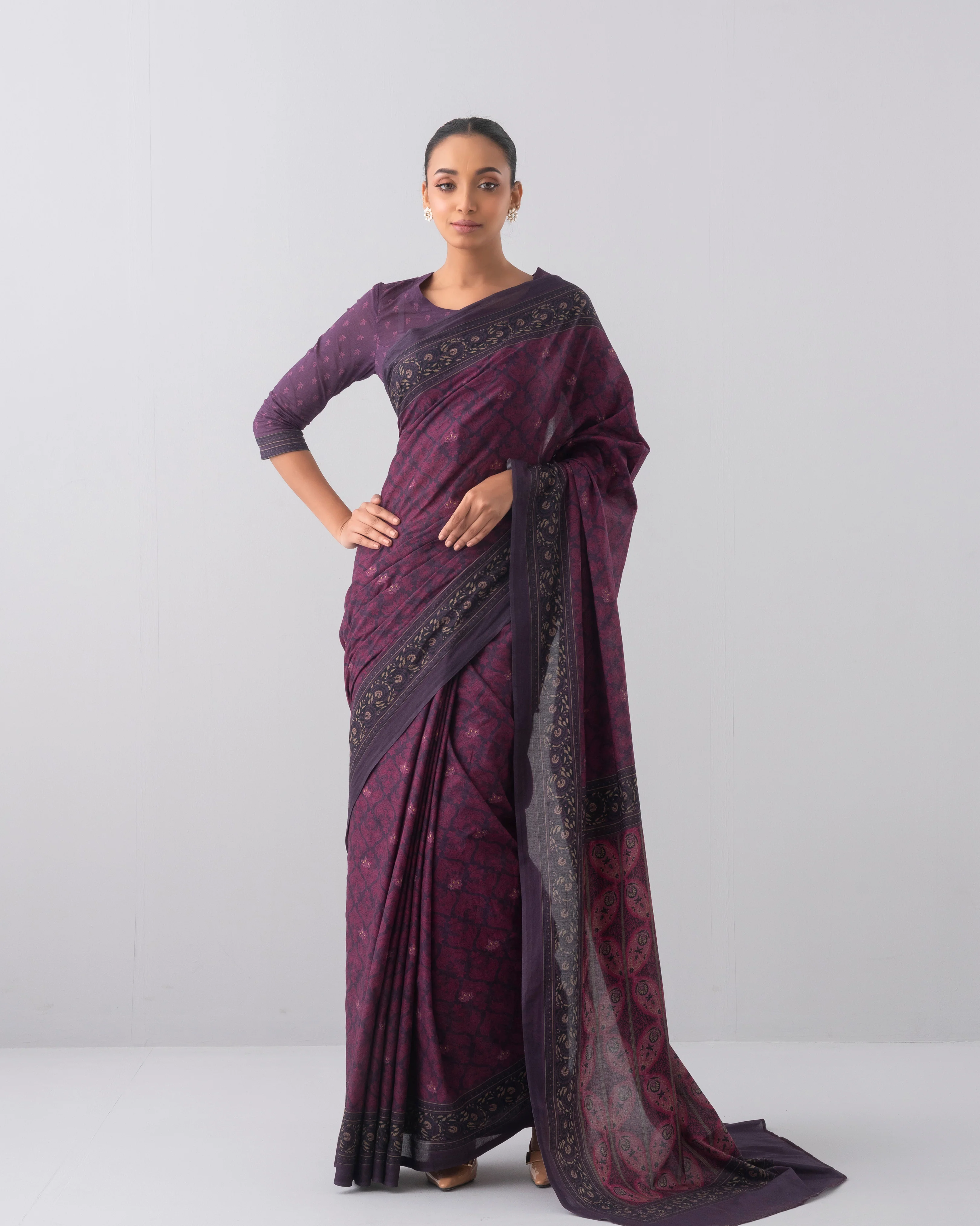 Digital Printed Cotton Saree - Image 10