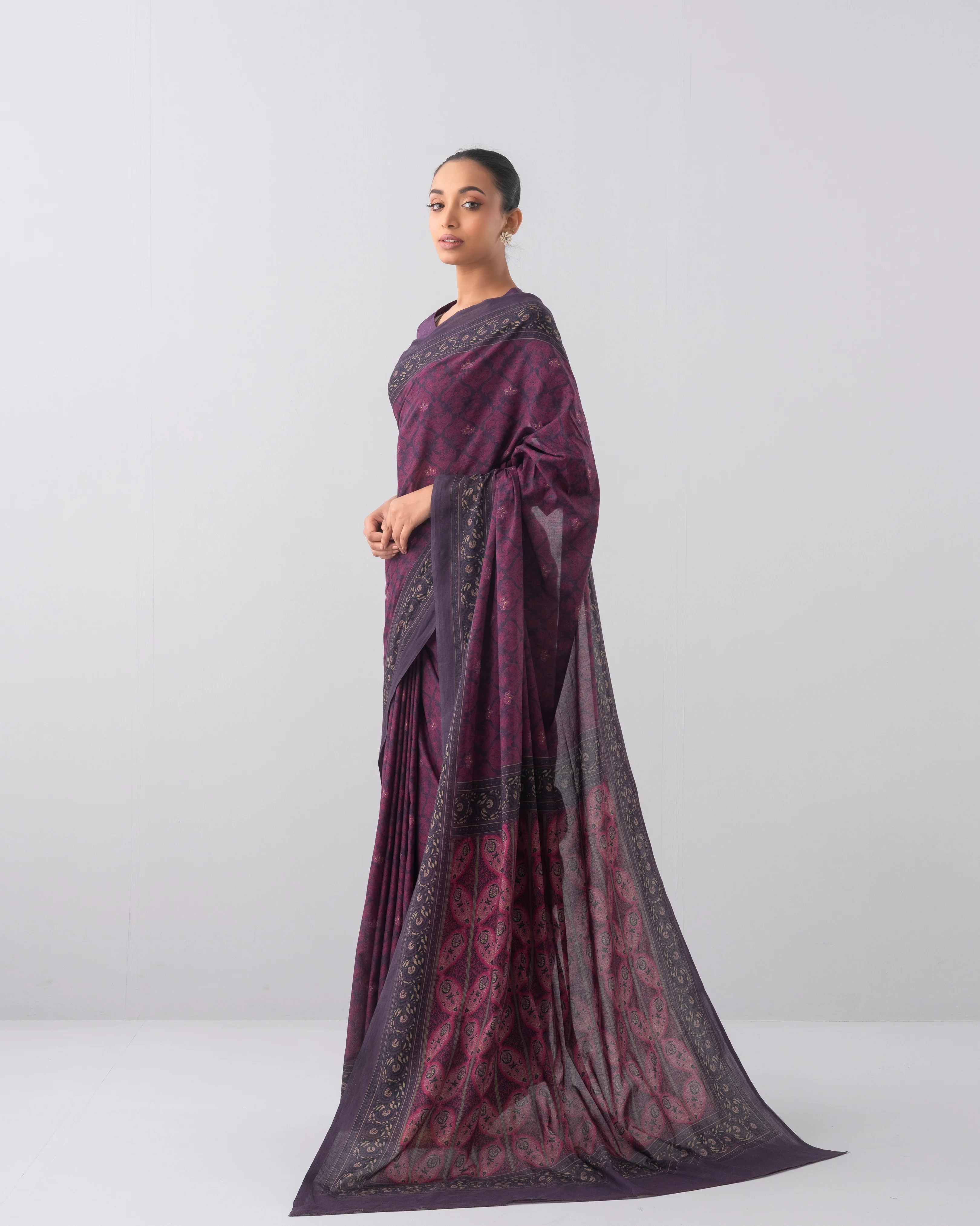 Digital Printed Cotton Saree - Image 11