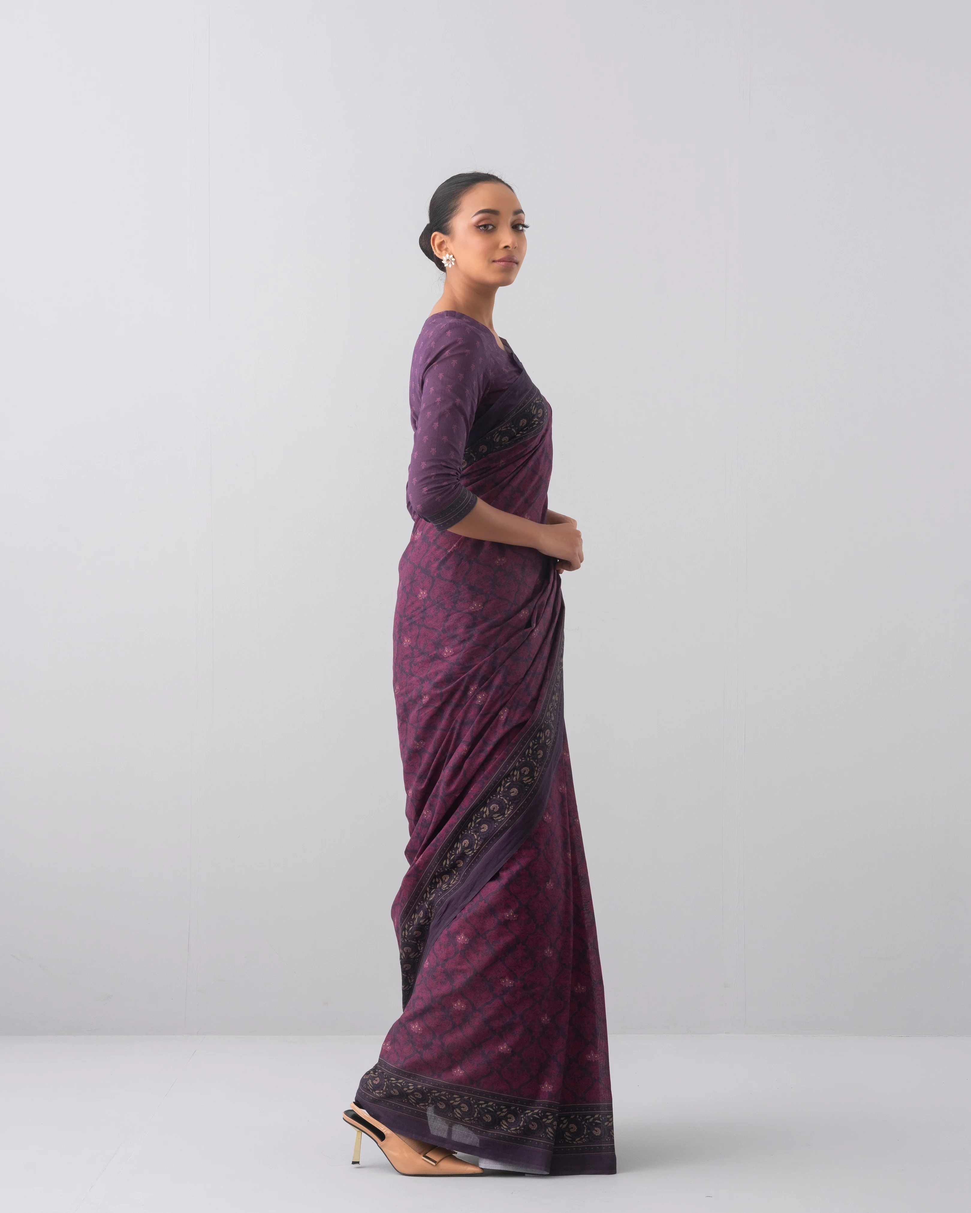 Digital Printed Cotton Saree - Image 12
