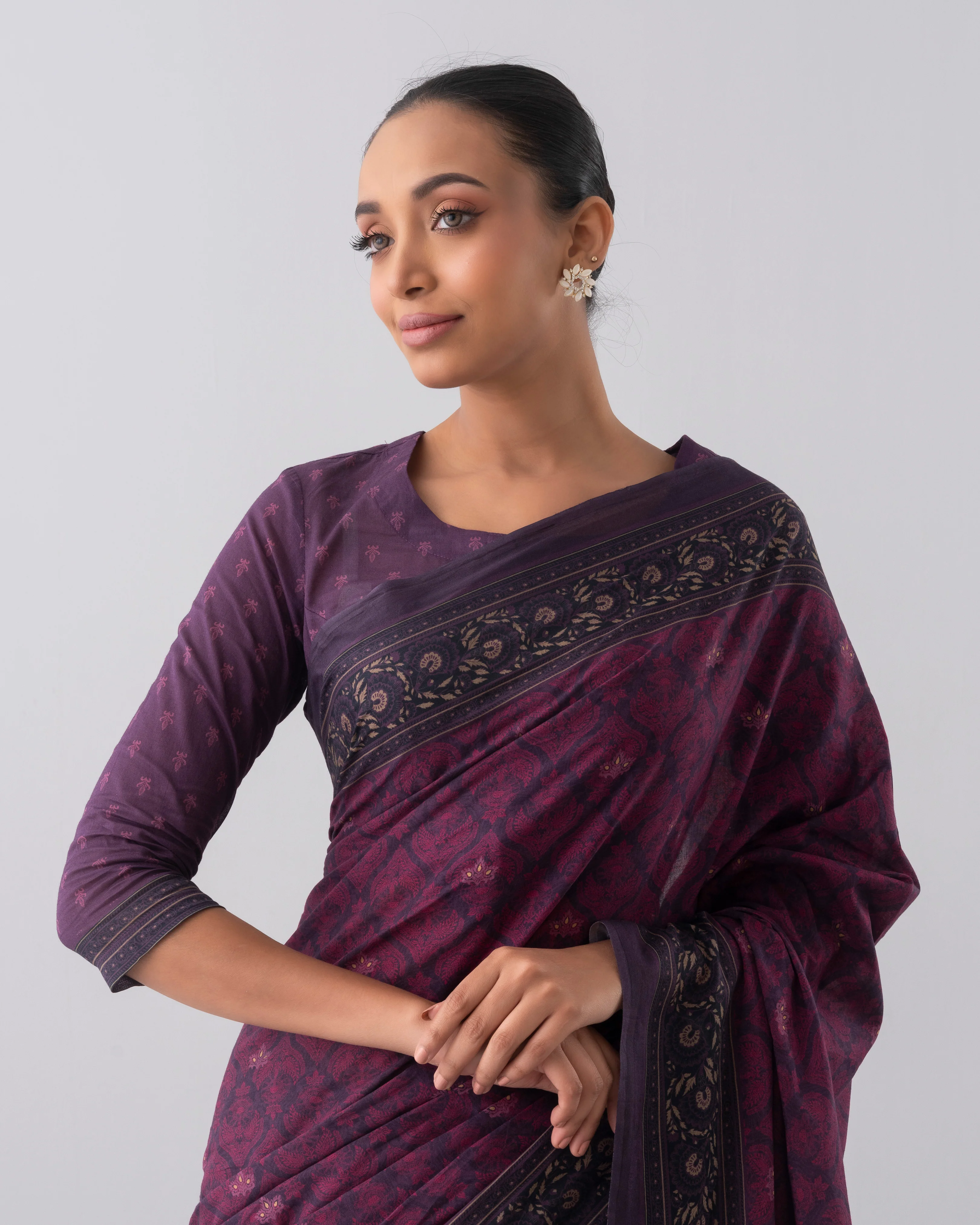 Digital Printed Cotton Saree - Image 14