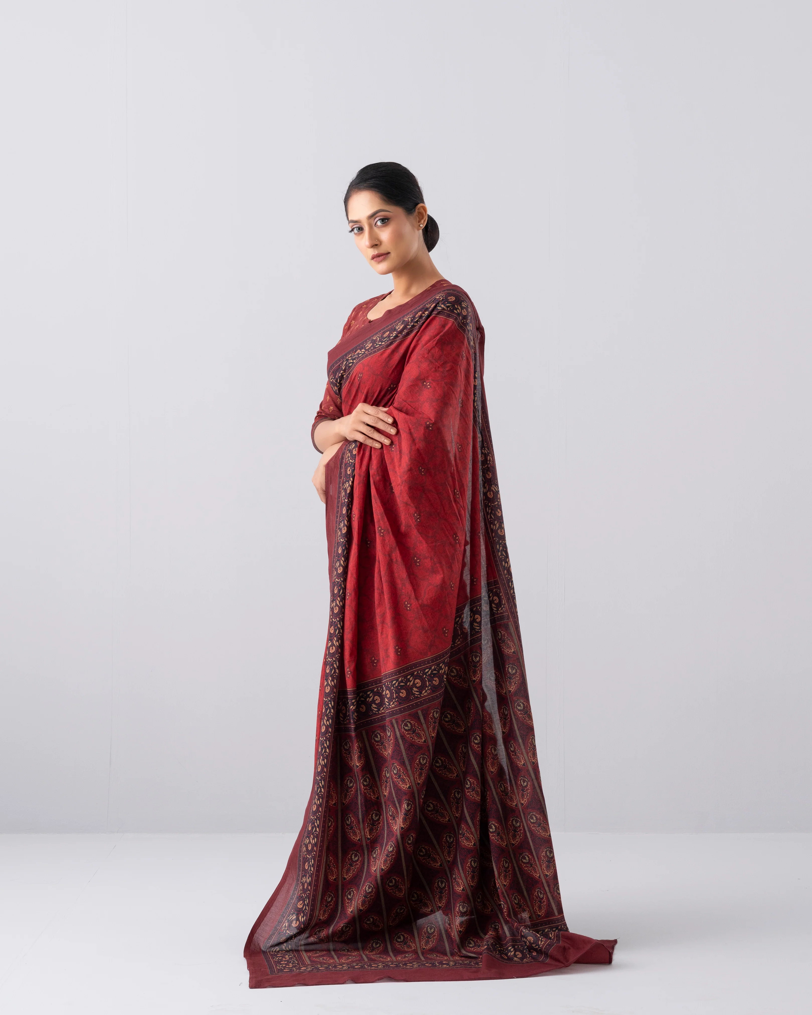Digital Printed Cotton Saree - Image 3