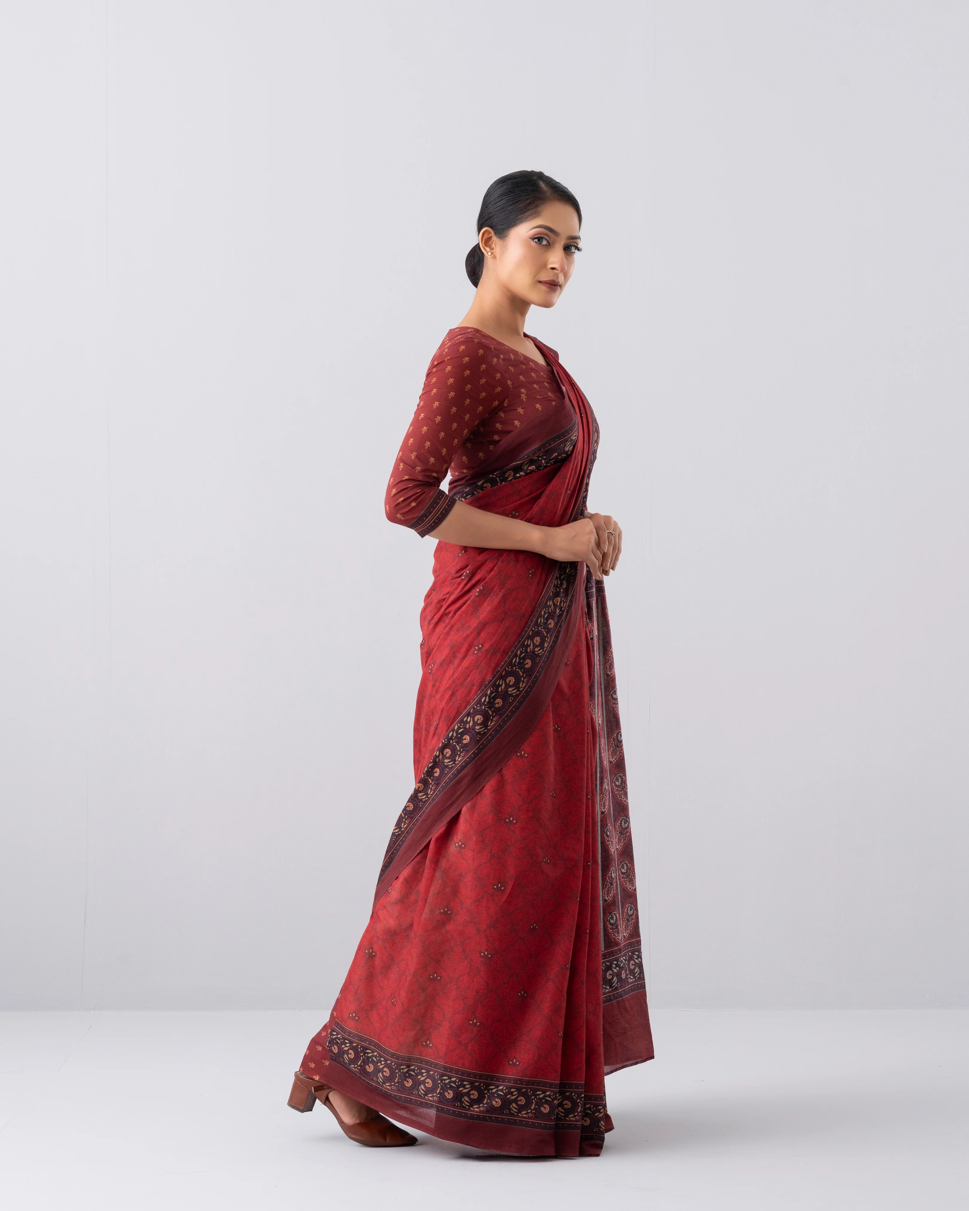 Digital Printed Cotton Saree - Image 4