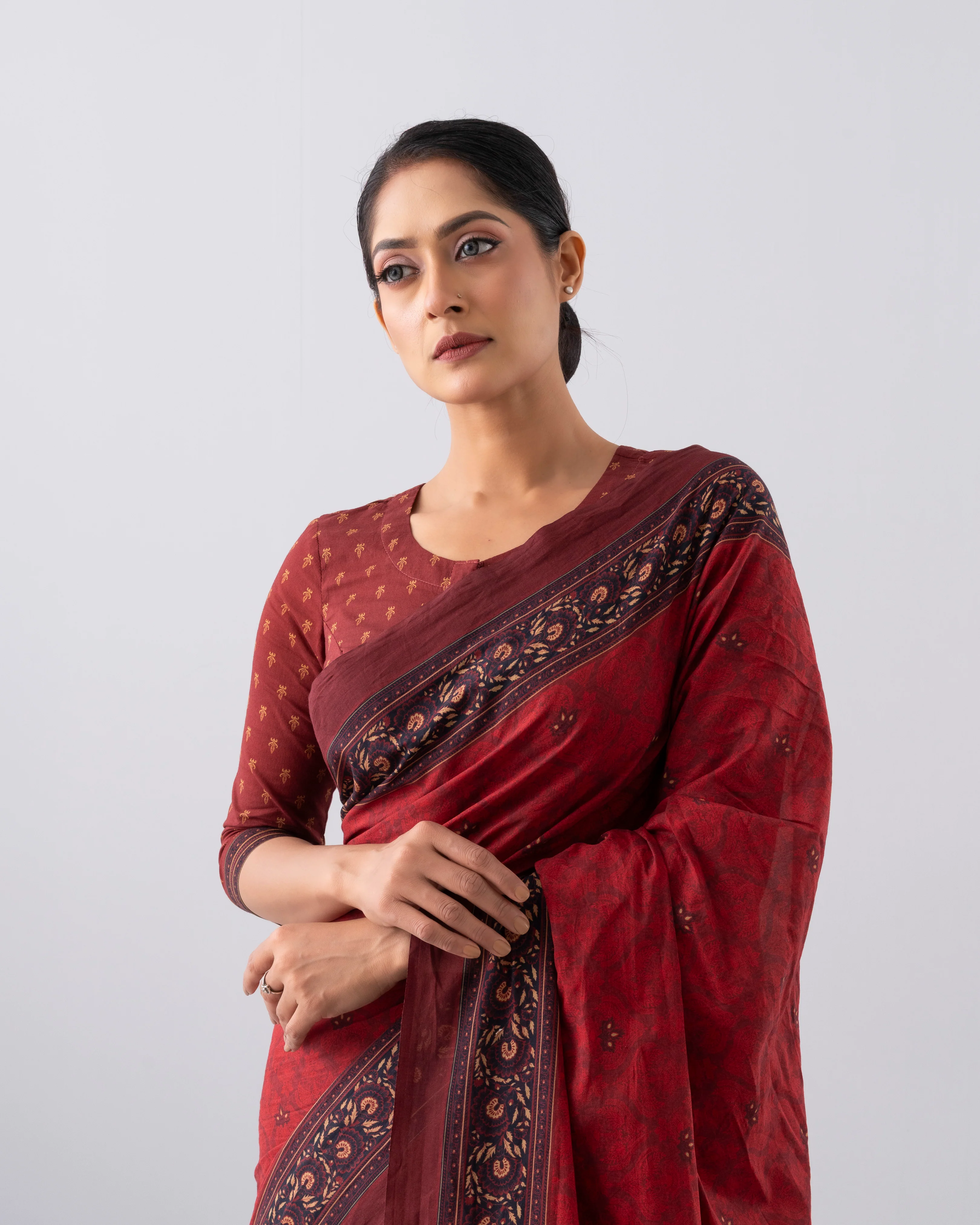 Digital Printed Cotton Saree - Image 6