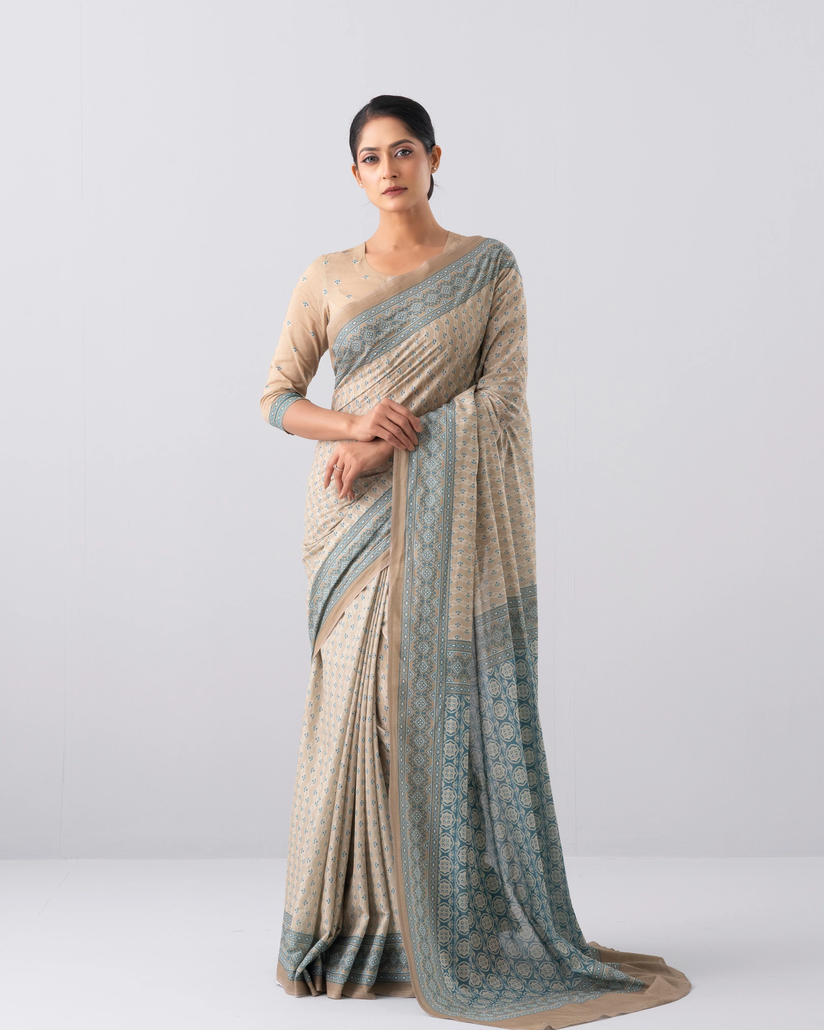 Digital Printed Cotton Saree - Image 2
