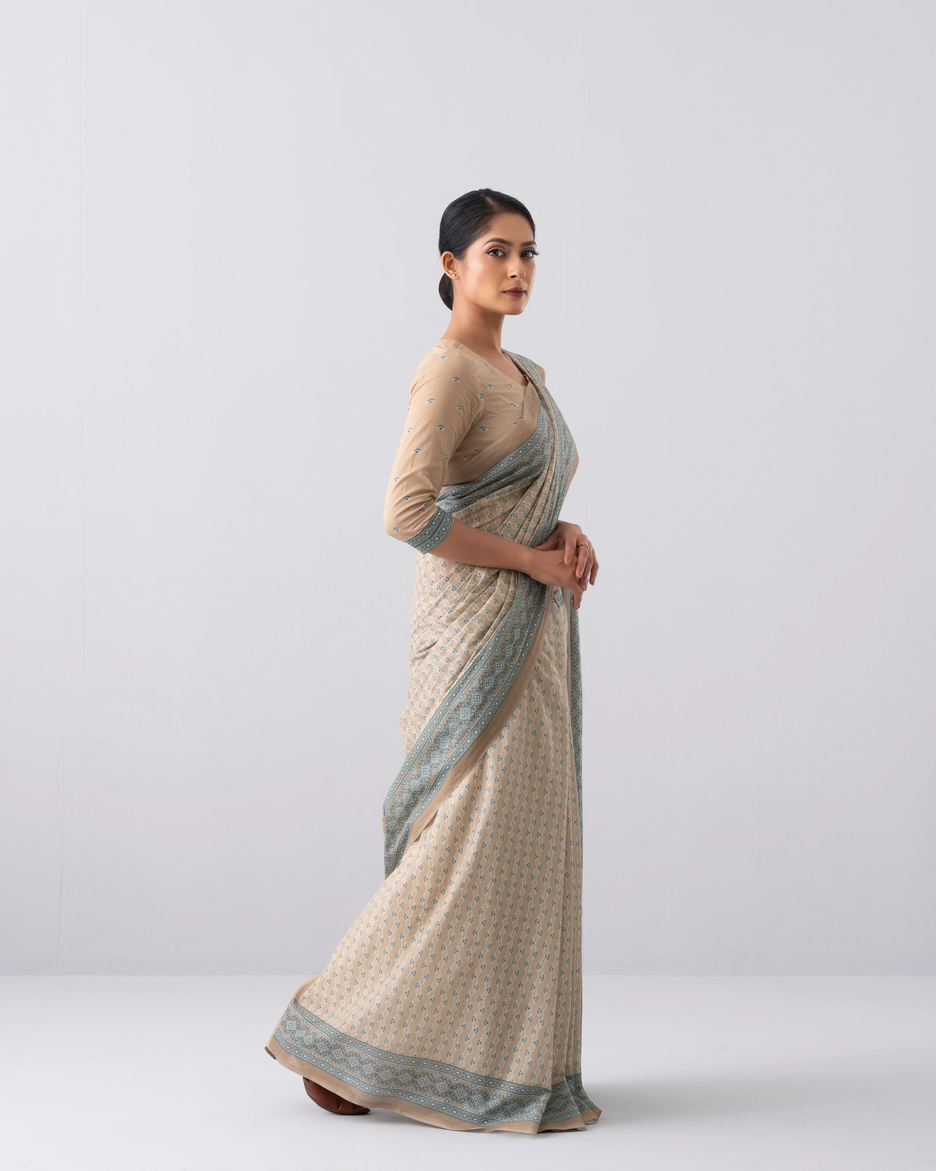 Digital Printed Cotton Saree - Image 4