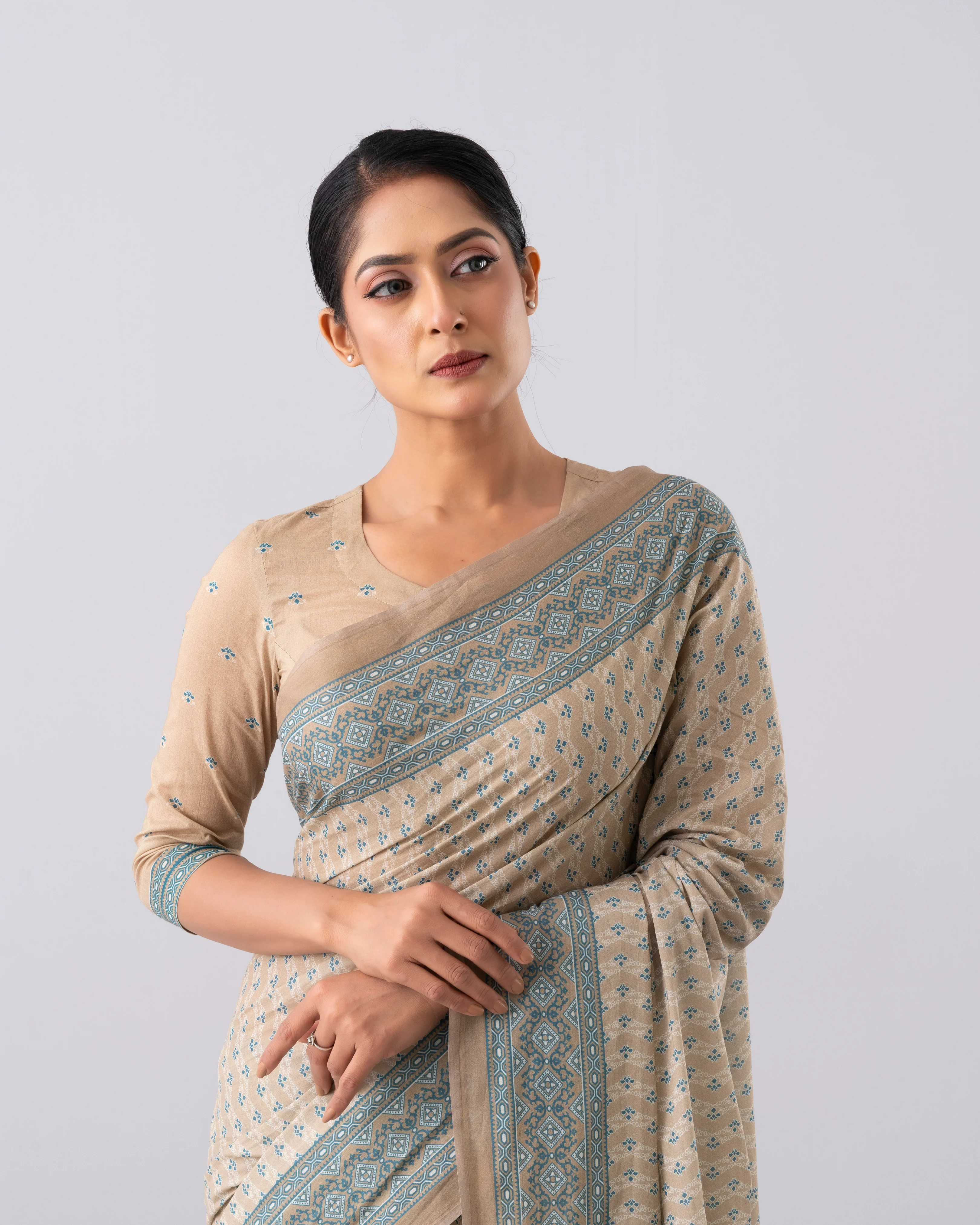 Digital Printed Cotton Saree - Image 6