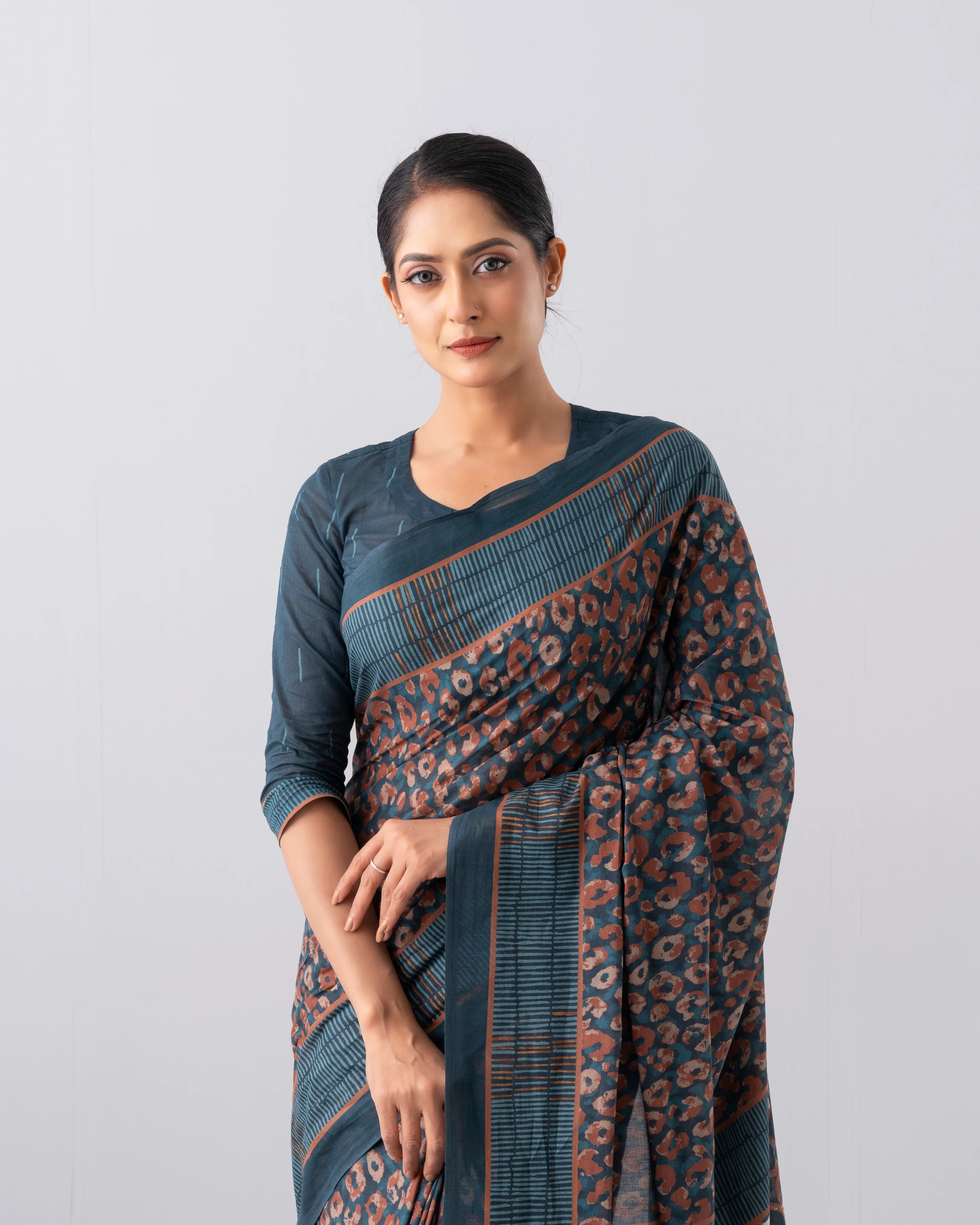 Digital Printed Cotton Saree - Image 6
