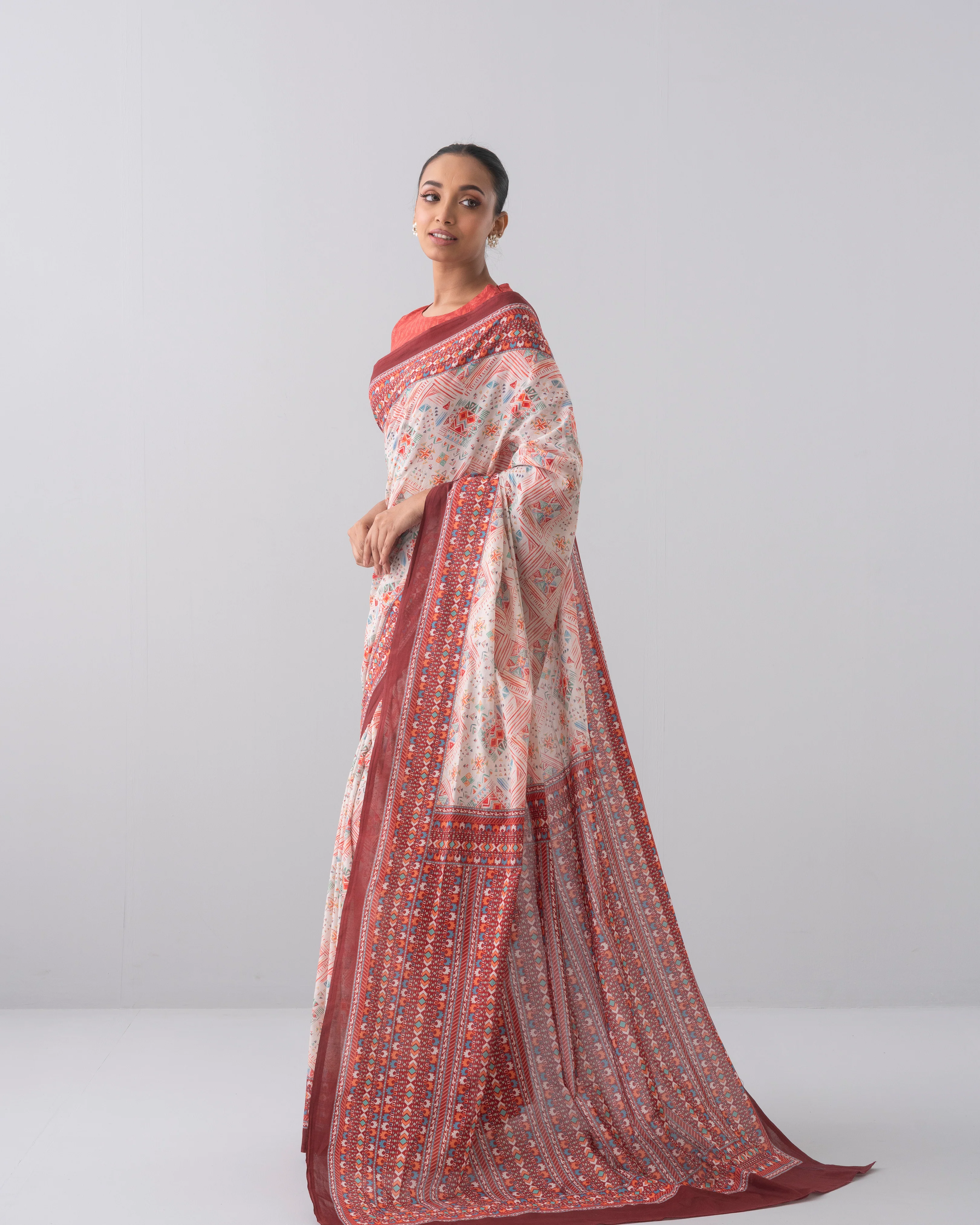 Digital Printed Cotton Saree - Image 3