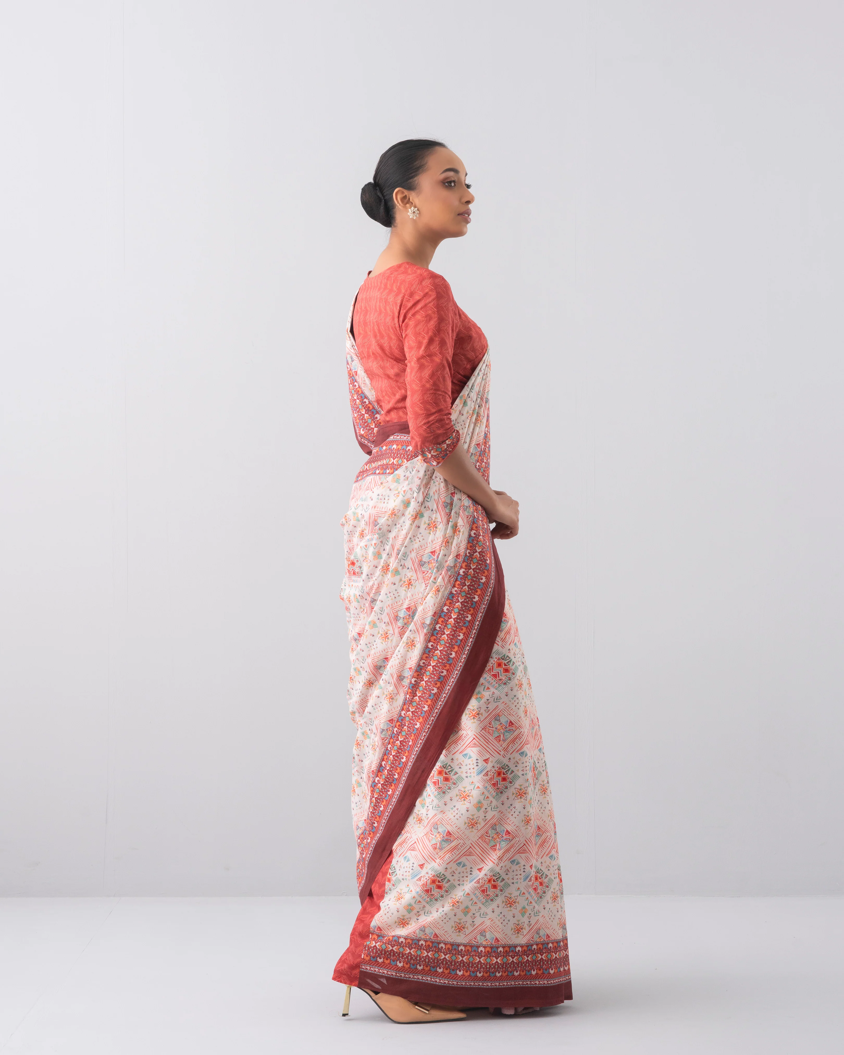 Digital Printed Cotton Saree - Image 4